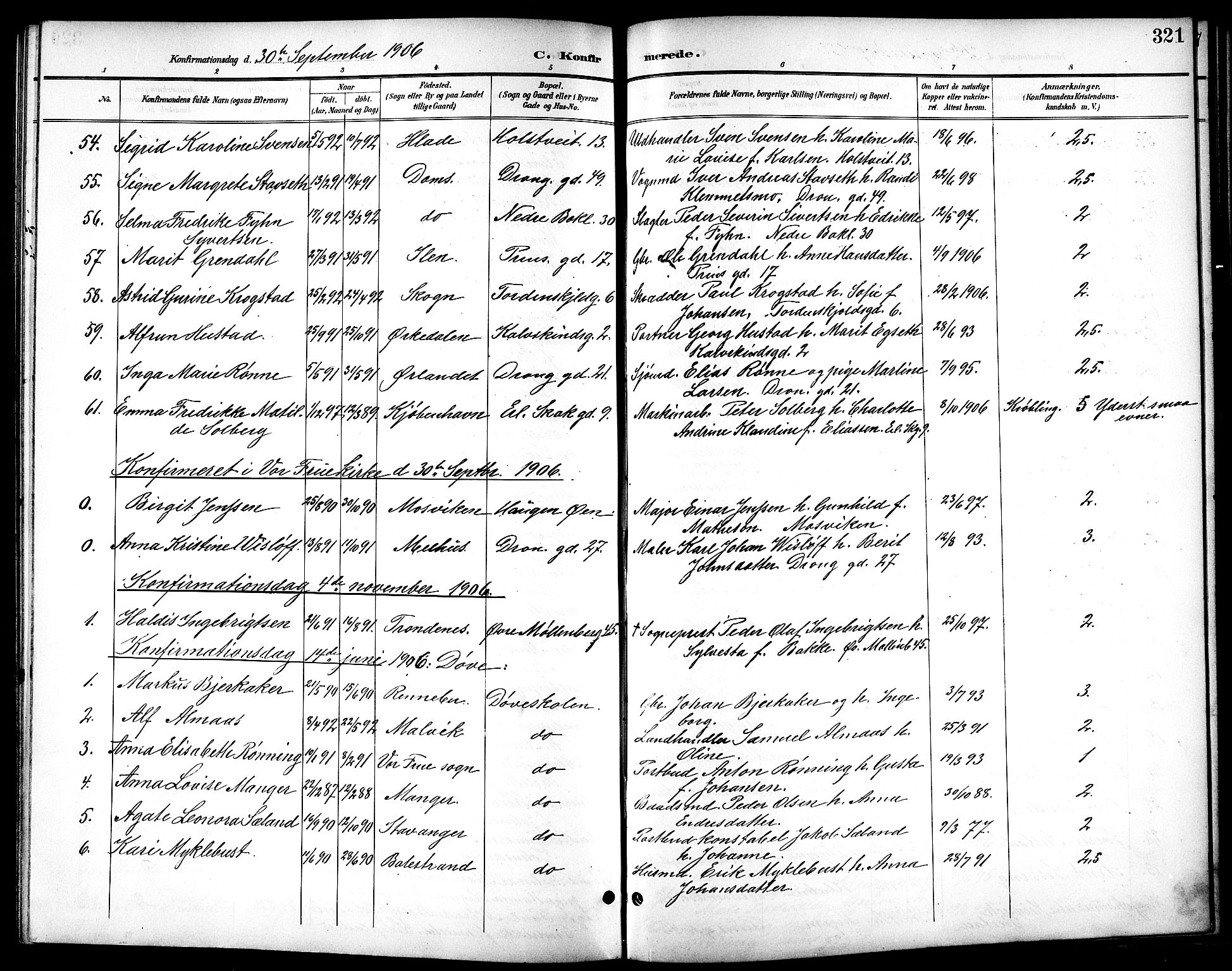 Ministerialprotokoller, klokkerbøker og fødselsregistre - Sør-Trøndelag, SAT/A-1456/601/L0094: Parish register (copy) no. 601C12, 1898-1911, p. 321