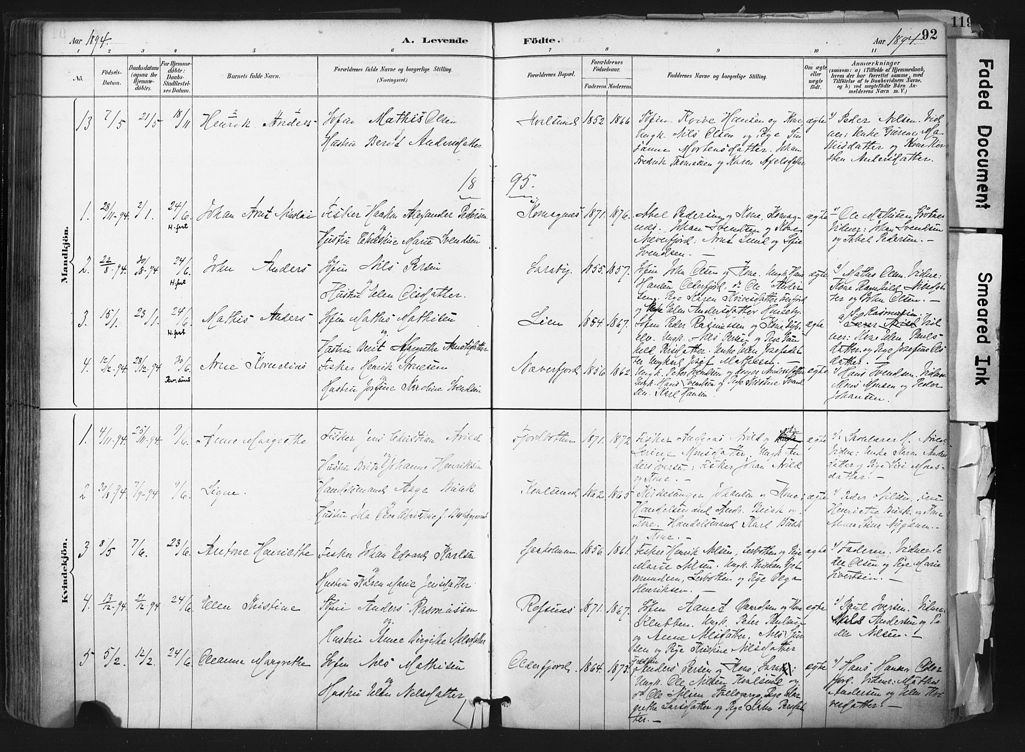 Hammerfest sokneprestkontor, SATØ/S-1347: Parish register (official) no. 11 /2, 1885-1897, p. 92