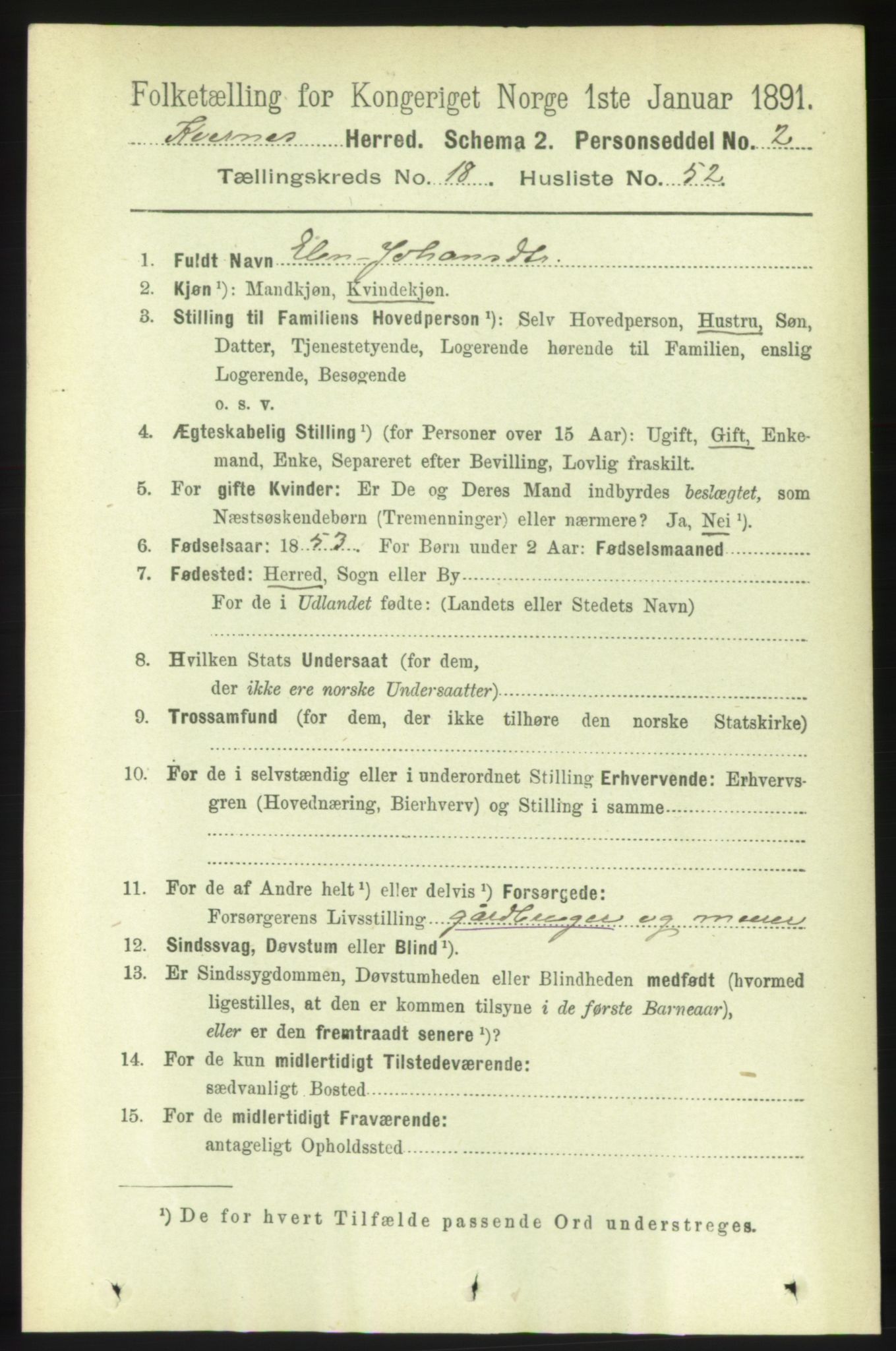 RA, 1891 census for 1553 Kvernes, 1891, p. 8084