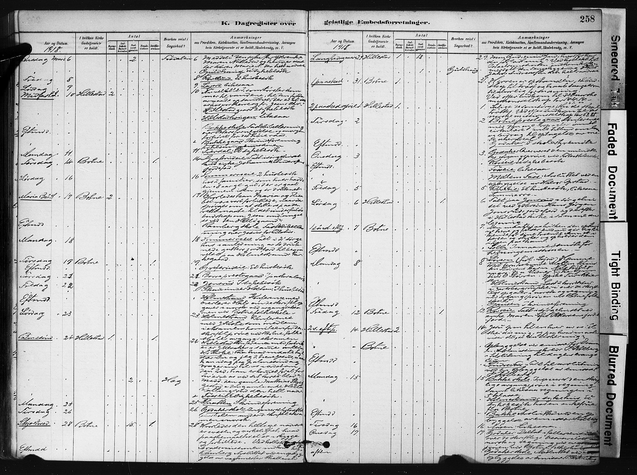 Botne kirkebøker, AV/SAKO-A-340/F/Fb/L0001: Parish register (official) no. II 1, 1878-1902, p. 258