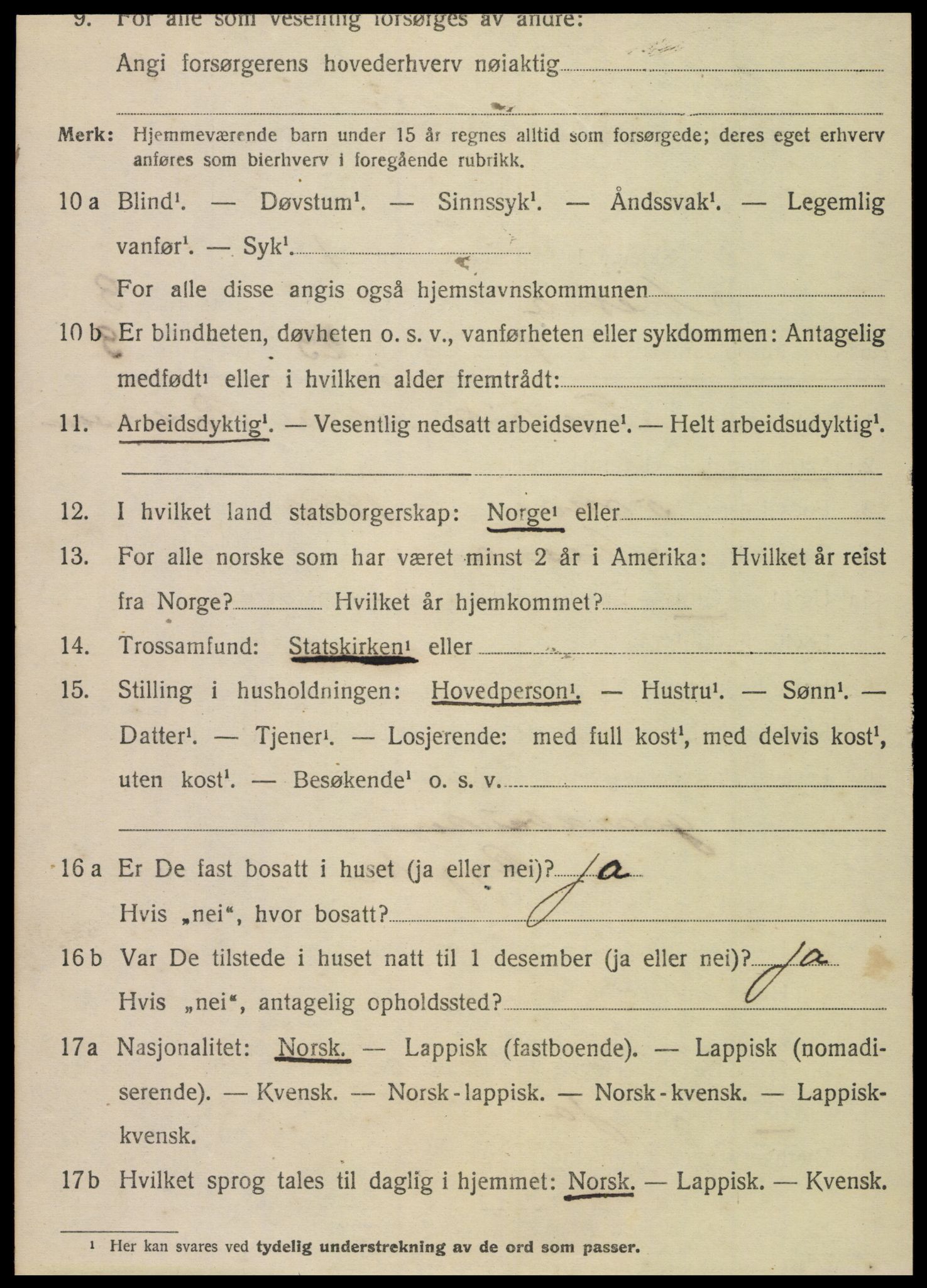 SAT, 1920 census for Nesna, 1920, p. 2560