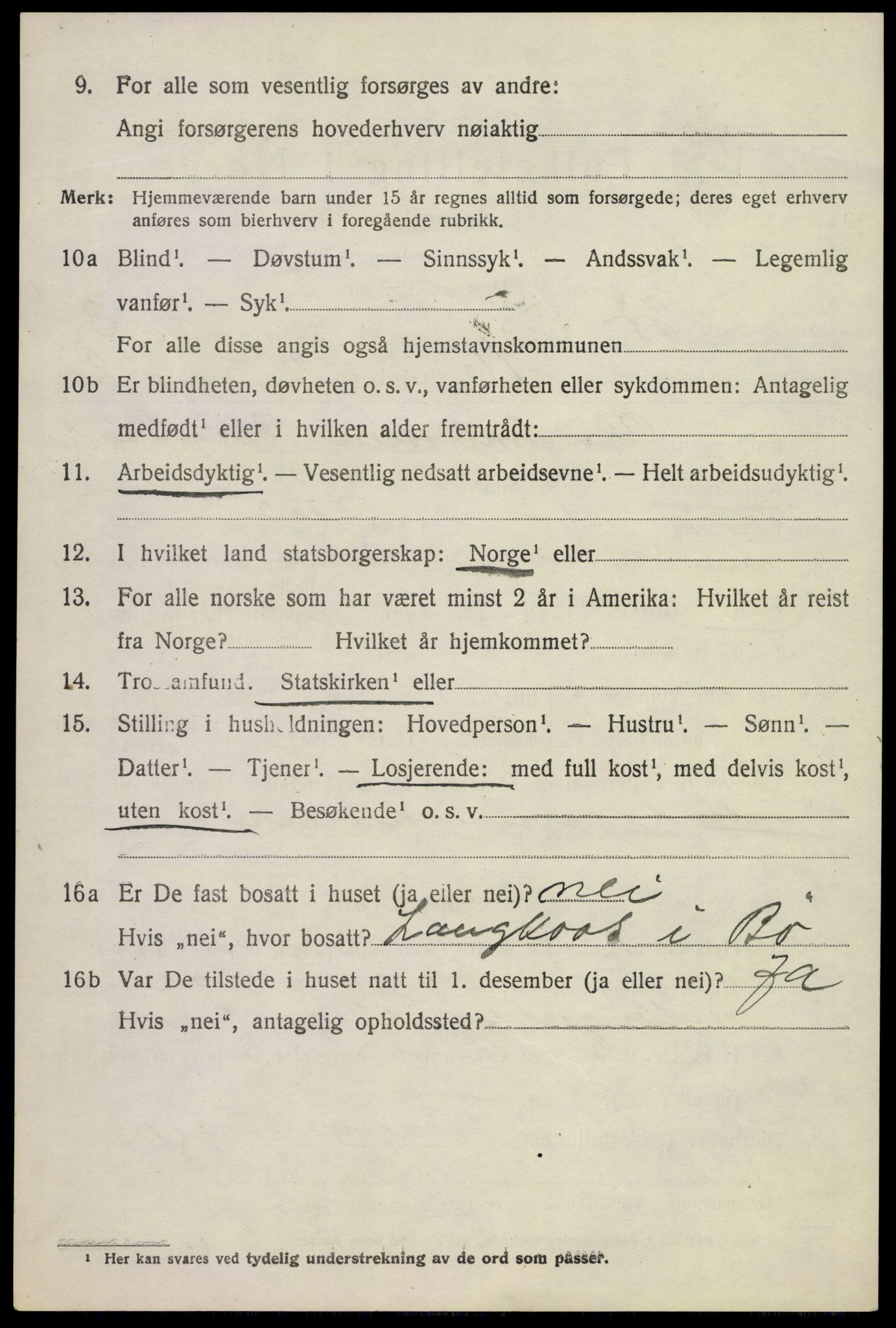 SAKO, 1920 census for Bø (Telemark), 1920, p. 2825