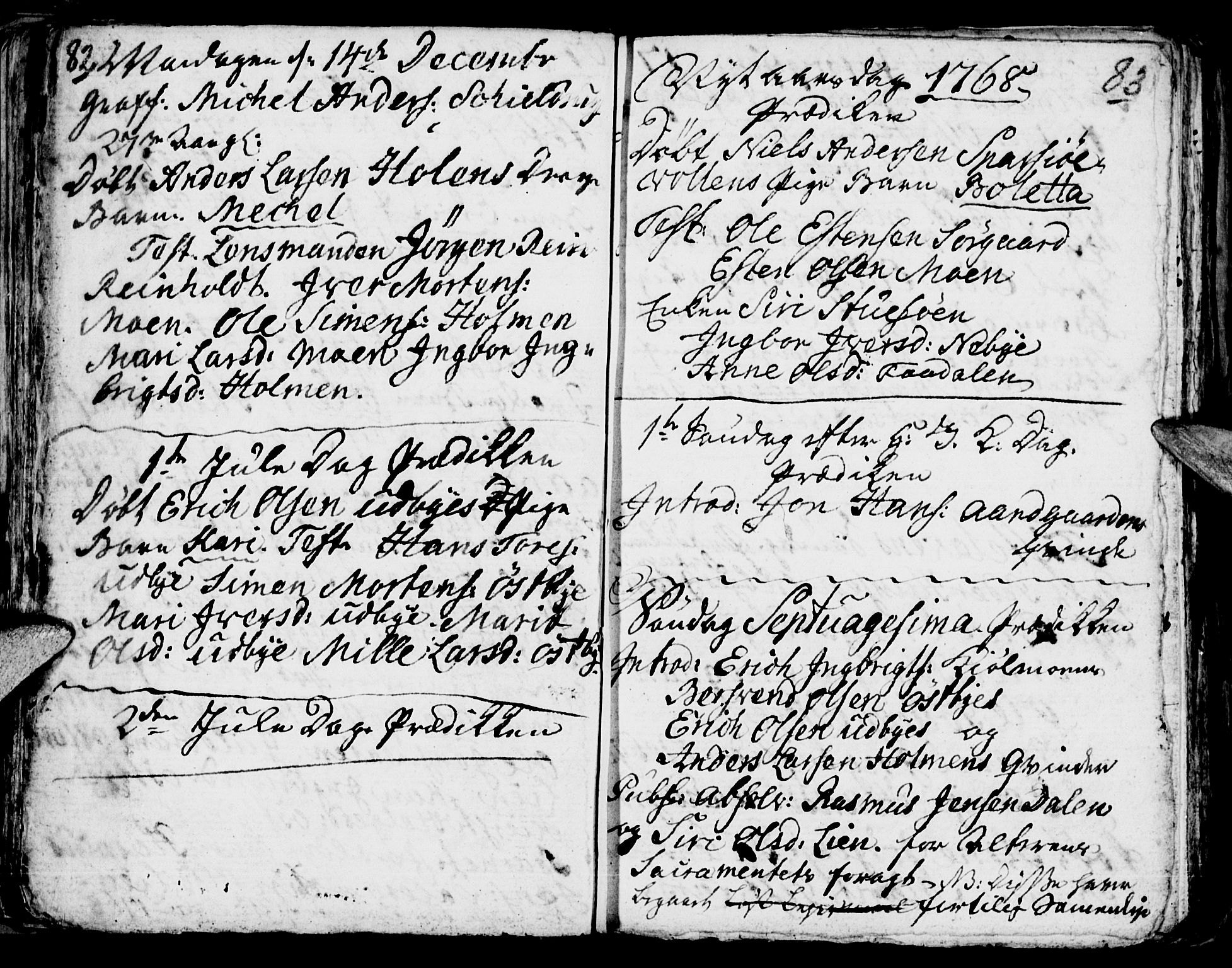 Tynset prestekontor, SAH/PREST-058/H/Ha/Haa/L0006: Parish register (official) no. 6, 1763-1779, p. 82-83