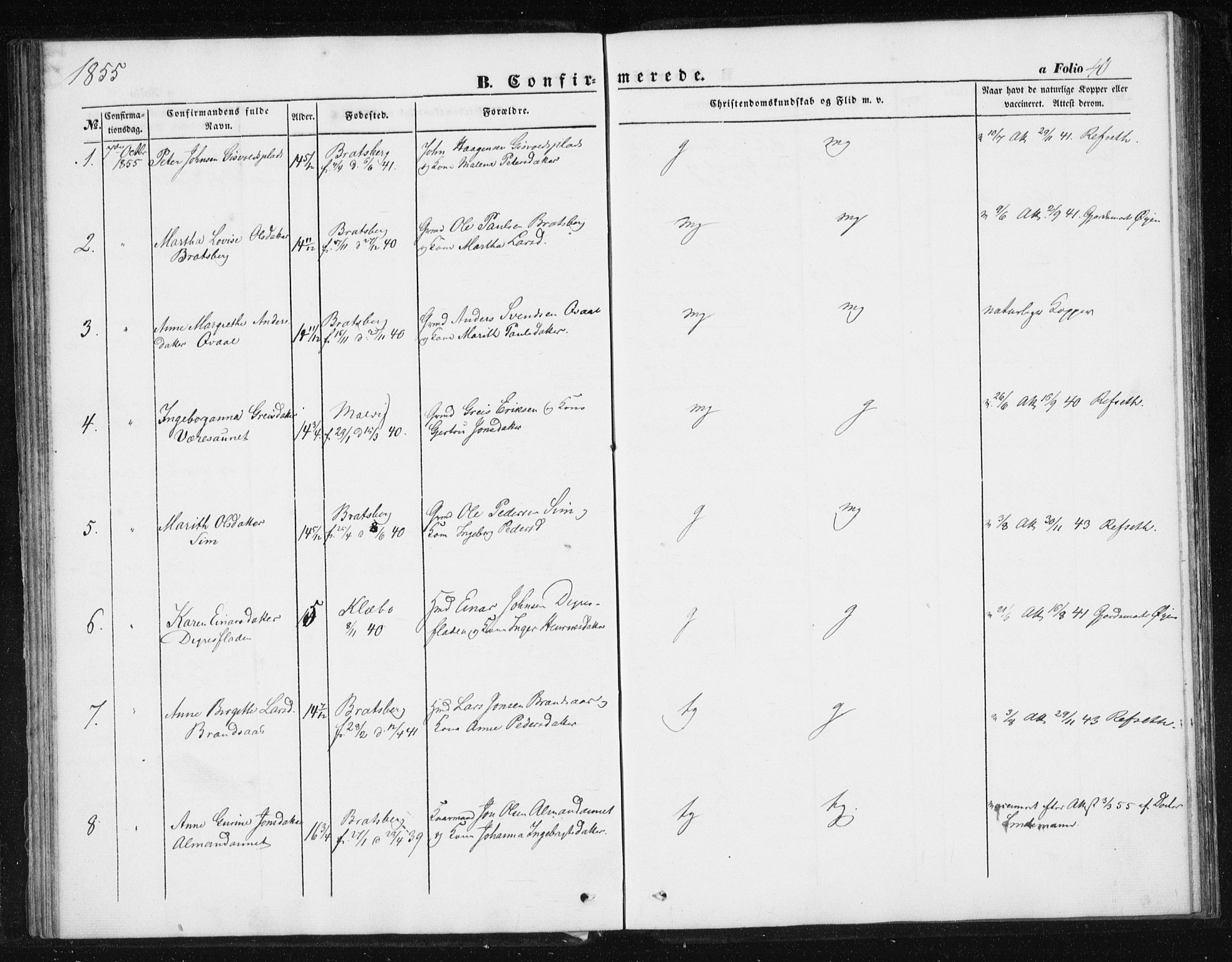 Ministerialprotokoller, klokkerbøker og fødselsregistre - Sør-Trøndelag, SAT/A-1456/608/L0332: Parish register (official) no. 608A01, 1848-1861, p. 40