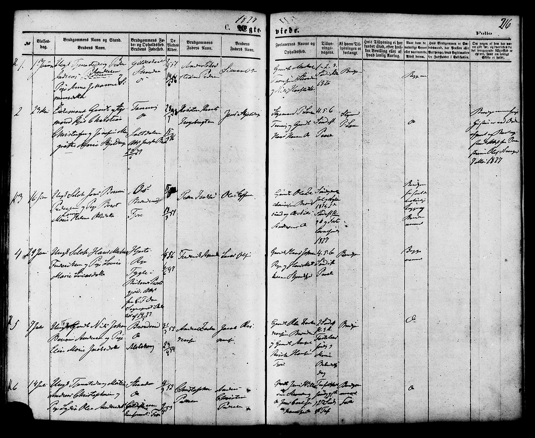 Ministerialprotokoller, klokkerbøker og fødselsregistre - Nordland, AV/SAT-A-1459/853/L0771: Parish register (official) no. 853A10, 1870-1881, p. 216