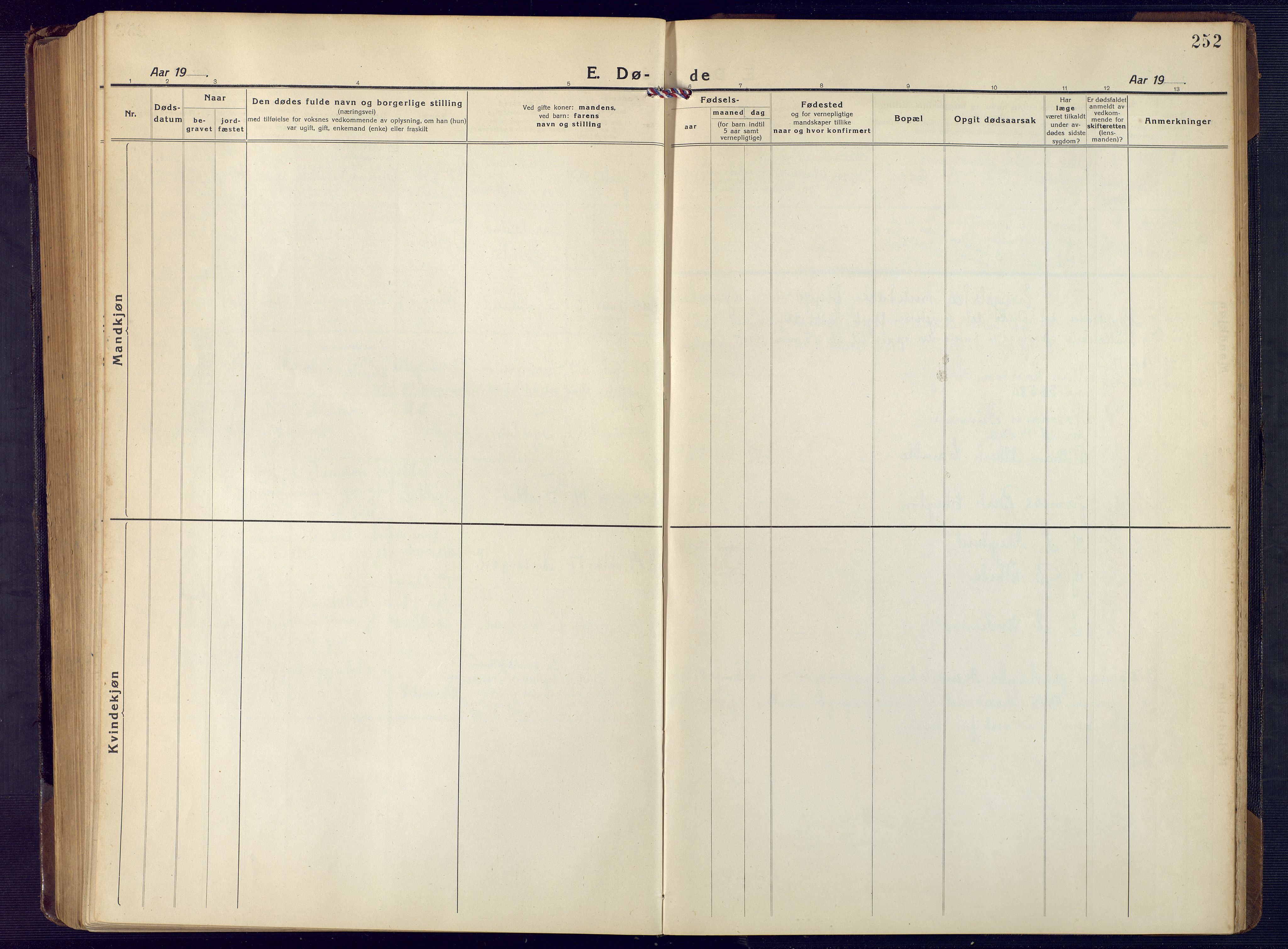 Åseral sokneprestkontor, AV/SAK-1111-0051/F/Fb/L0004: Parish register (copy) no. B 4, 1920-1946, p. 252