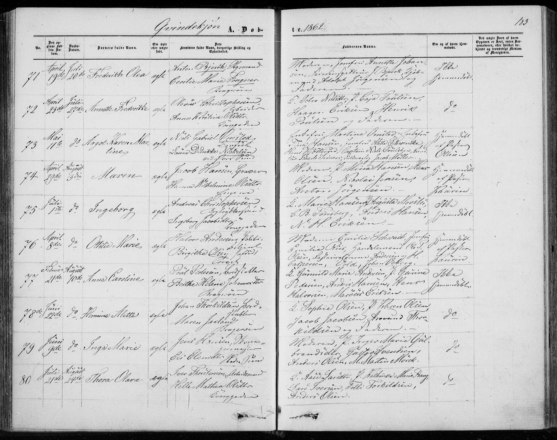 Bragernes kirkebøker, AV/SAKO-A-6/F/Fb/L0003: Parish register (official) no. II 3, 1860-1868, p. 183