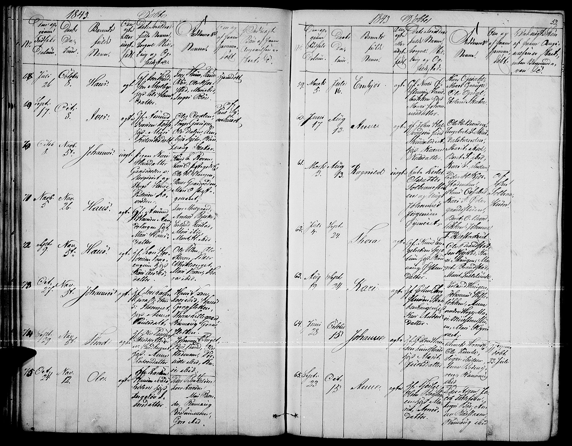 Fron prestekontor, SAH/PREST-078/H/Ha/Haa/L0004: Parish register (official) no. 4, 1839-1848, p. 52