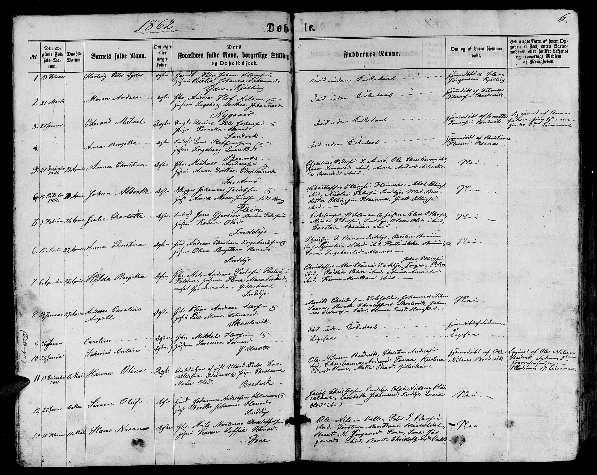 Ministerialprotokoller, klokkerbøker og fødselsregistre - Nordland, SAT/A-1459/805/L0107: Parish register (copy) no. 805C03, 1862-1885, p. 6