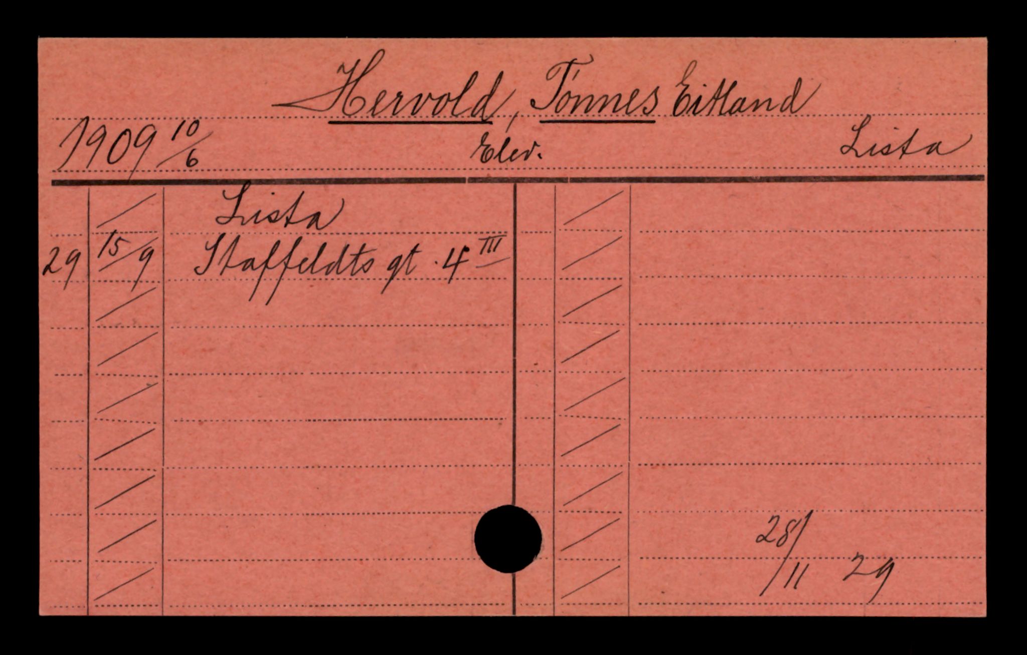 Oslo folkeregister, Registerkort, AV/SAO-A-11715/D/Da/L0035: Menn: Hervold Håkon - Holm Johan, 1906-1919