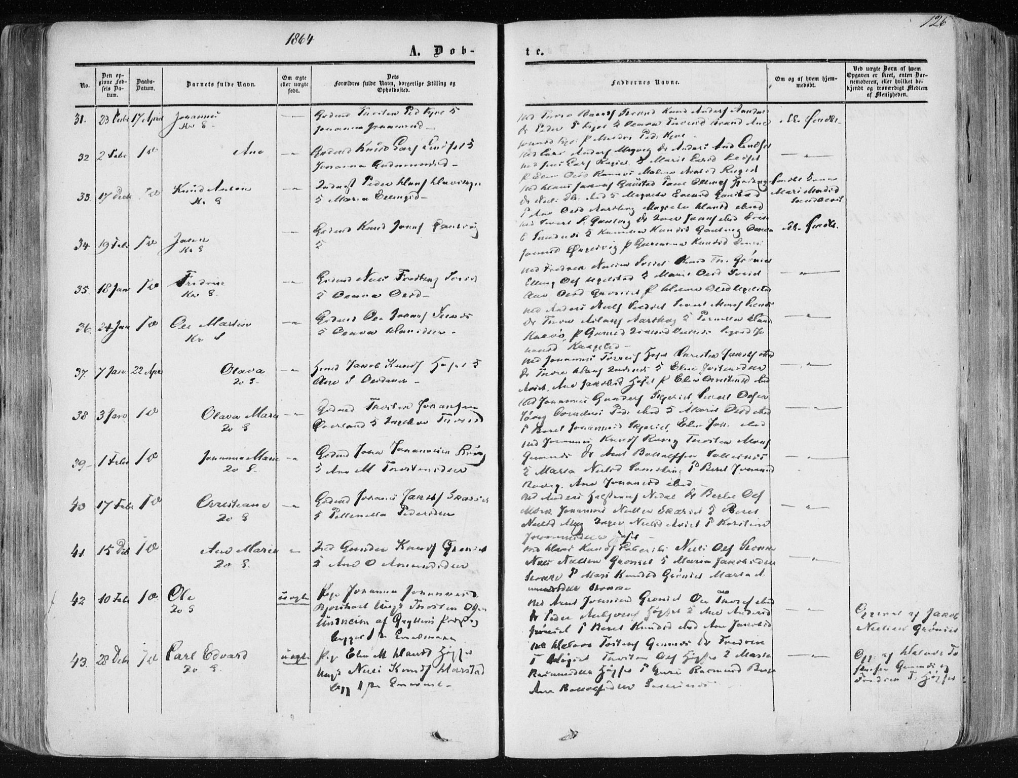Ministerialprotokoller, klokkerbøker og fødselsregistre - Møre og Romsdal, SAT/A-1454/568/L0804: Parish register (official) no. 568A11, 1854-1868, p. 126