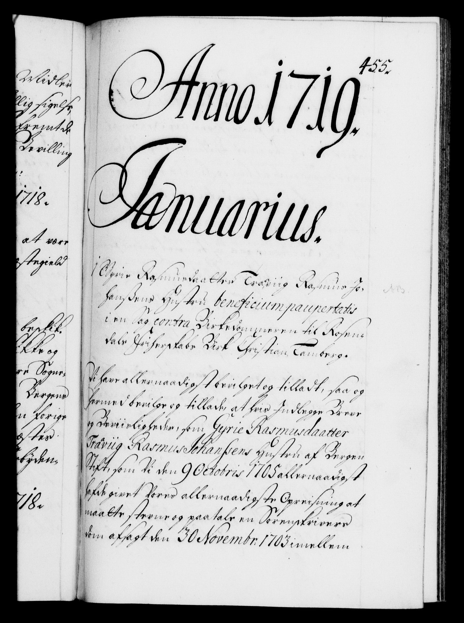 Danske Kanselli 1572-1799, AV/RA-EA-3023/F/Fc/Fca/Fcaa/L0022: Norske registre, 1716-1719, p. 455a