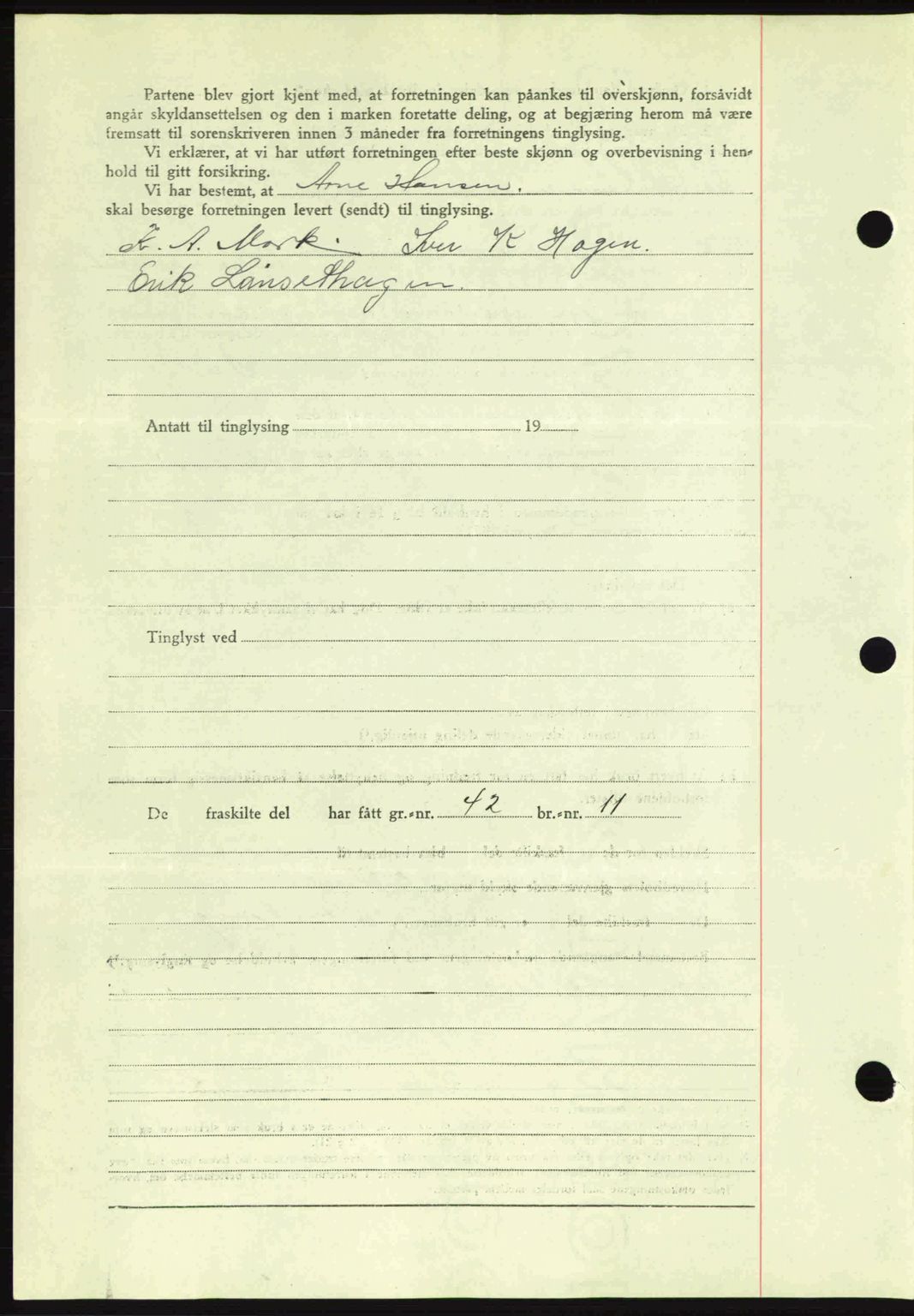 Romsdal sorenskriveri, AV/SAT-A-4149/1/2/2C: Mortgage book no. A12, 1942-1942, Diary no: : 1637/1942