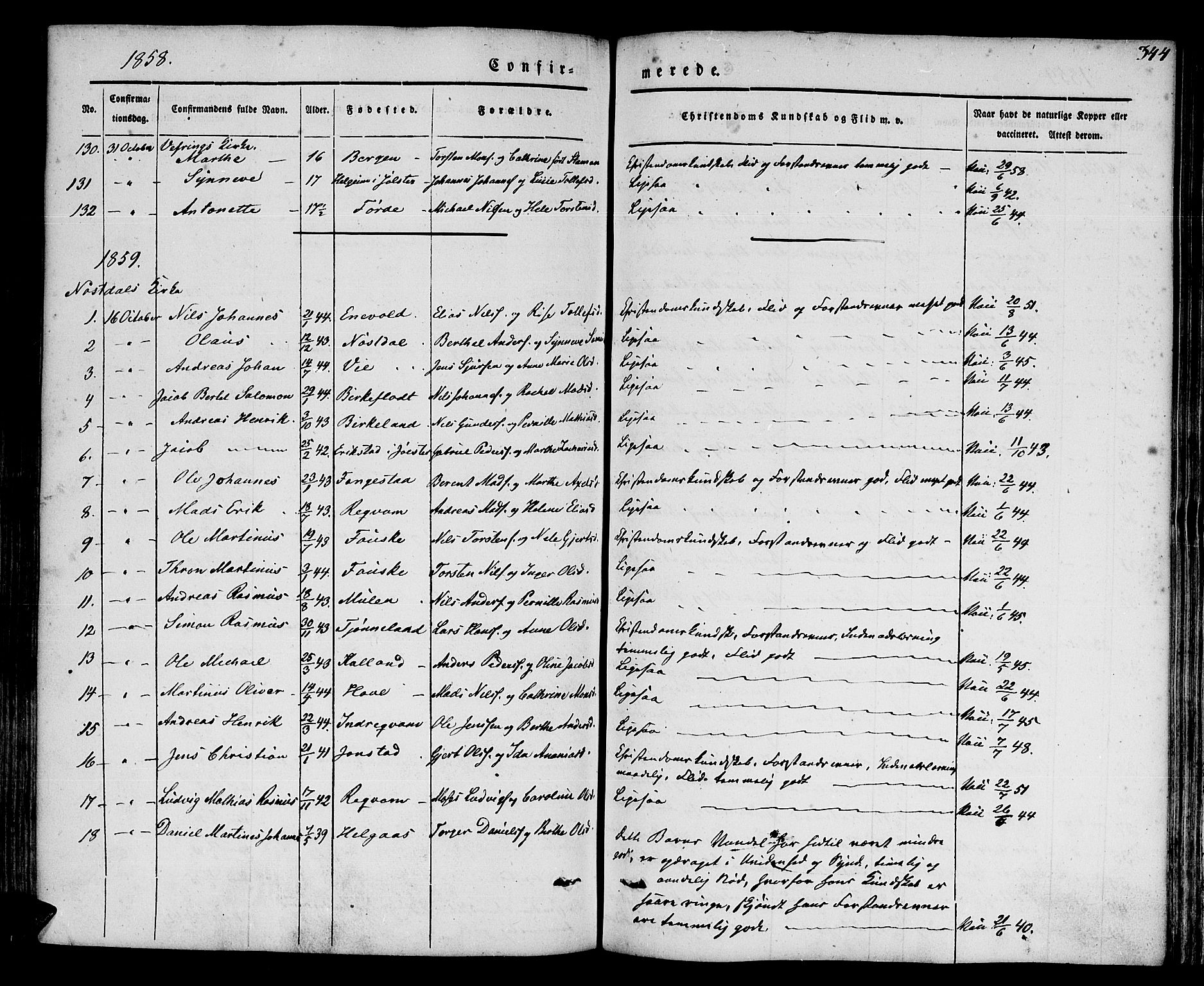 Førde sokneprestembete, AV/SAB-A-79901/H/Haa/Haaa/L0007: Parish register (official) no. A 7, 1843-1860, p. 344