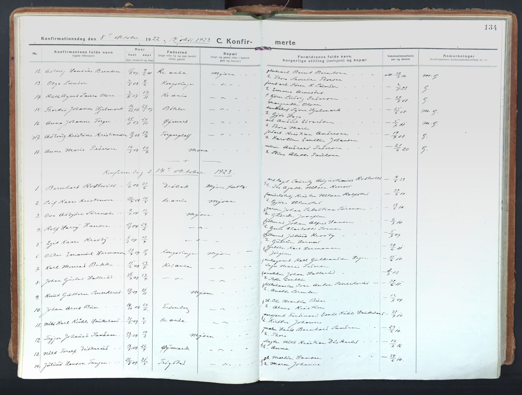 Eidsberg prestekontor Kirkebøker, SAO/A-10905/F/Fd/L0001: Parish register (official) no. IV 1, 1921-1948, p. 134