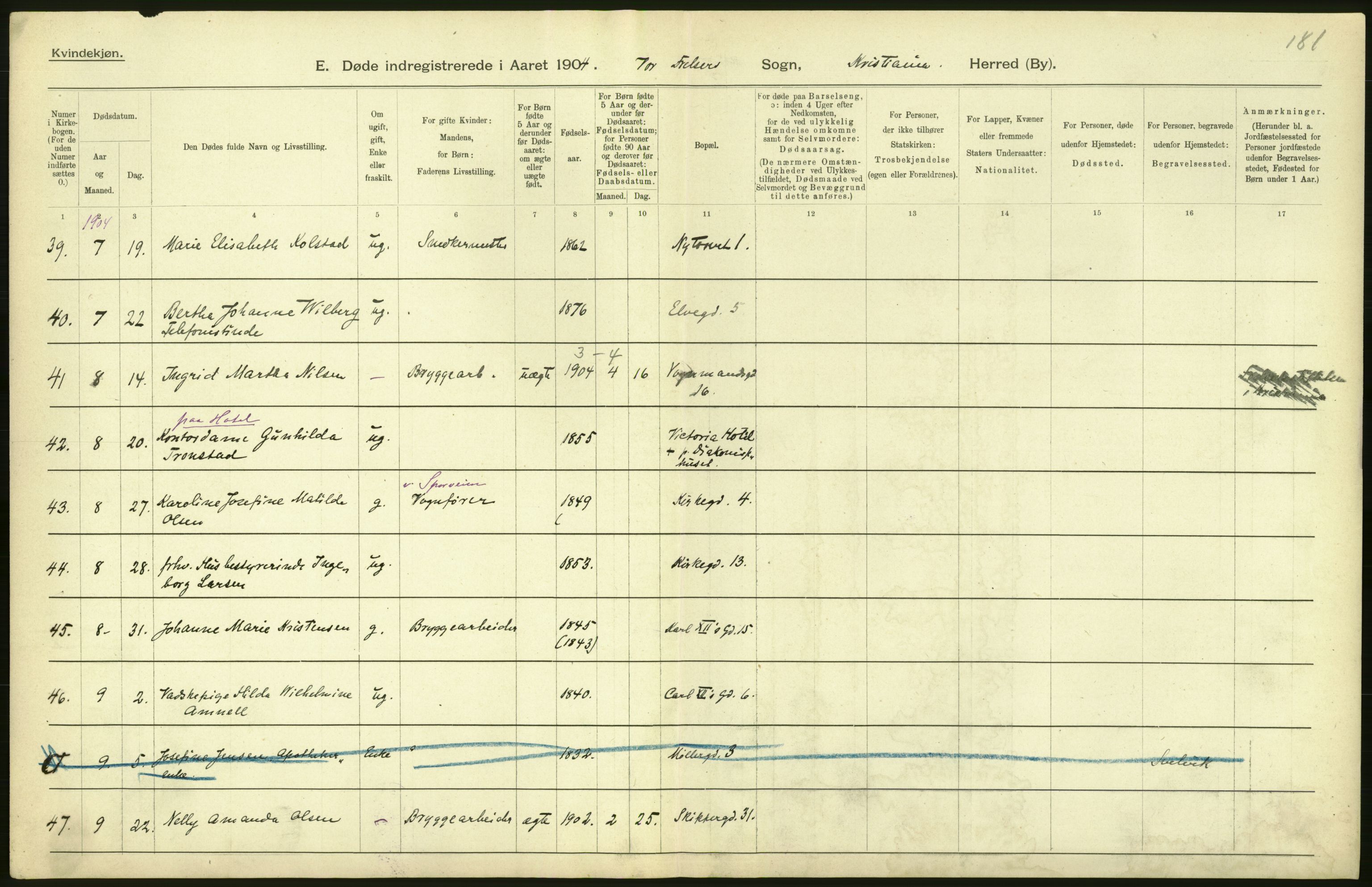 Statistisk sentralbyrå, Sosiodemografiske emner, Befolkning, AV/RA-S-2228/D/Df/Dfa/Dfab/L0004: Kristiania: Gifte, døde, 1904, p. 482