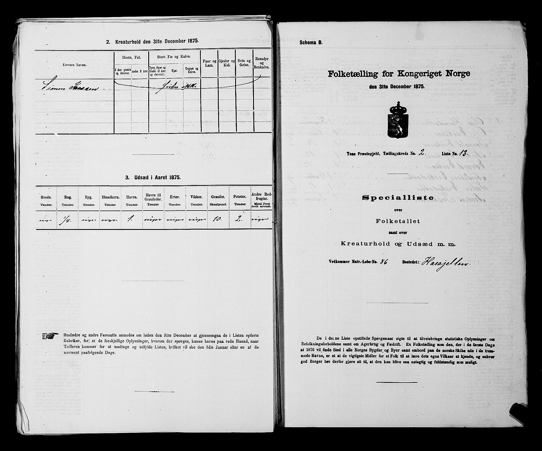 RA, 1875 census for 0130P Tune, 1875, p. 355