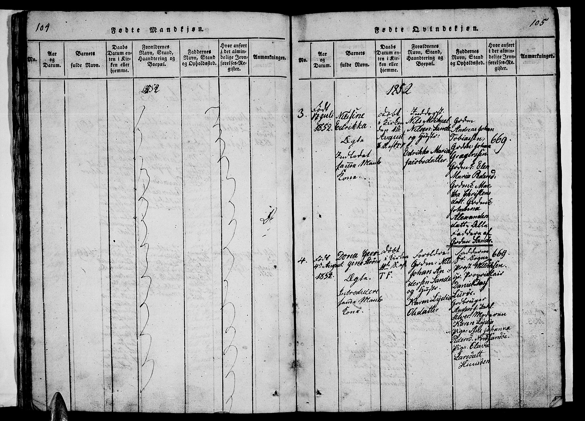 Ministerialprotokoller, klokkerbøker og fødselsregistre - Nordland, AV/SAT-A-1459/840/L0581: Parish register (copy) no. 840C01, 1820-1873, p. 104-105