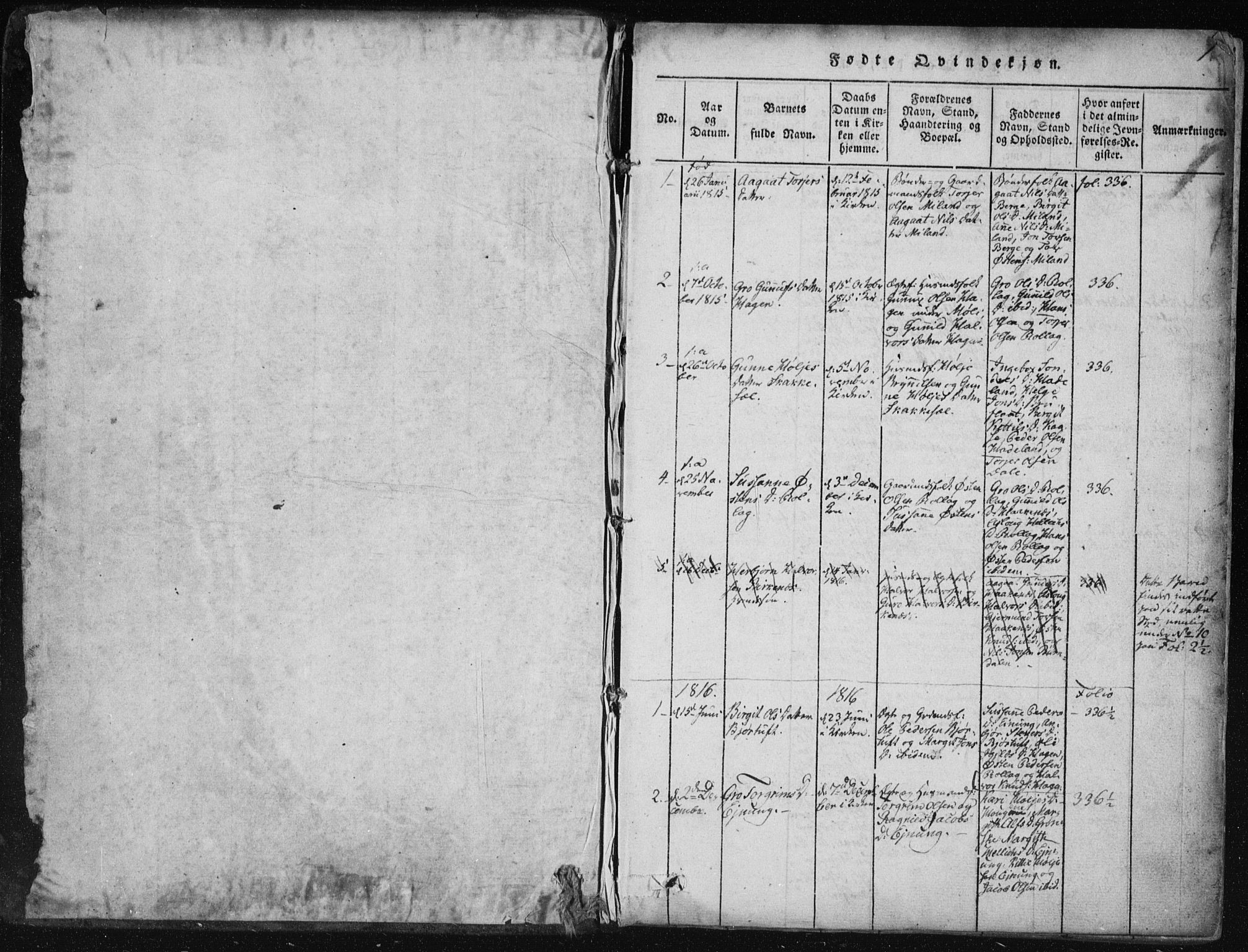 Tinn kirkebøker, SAKO/A-308/F/Fb/L0001: Parish register (official) no. II 1, 1815-1843, p. 1