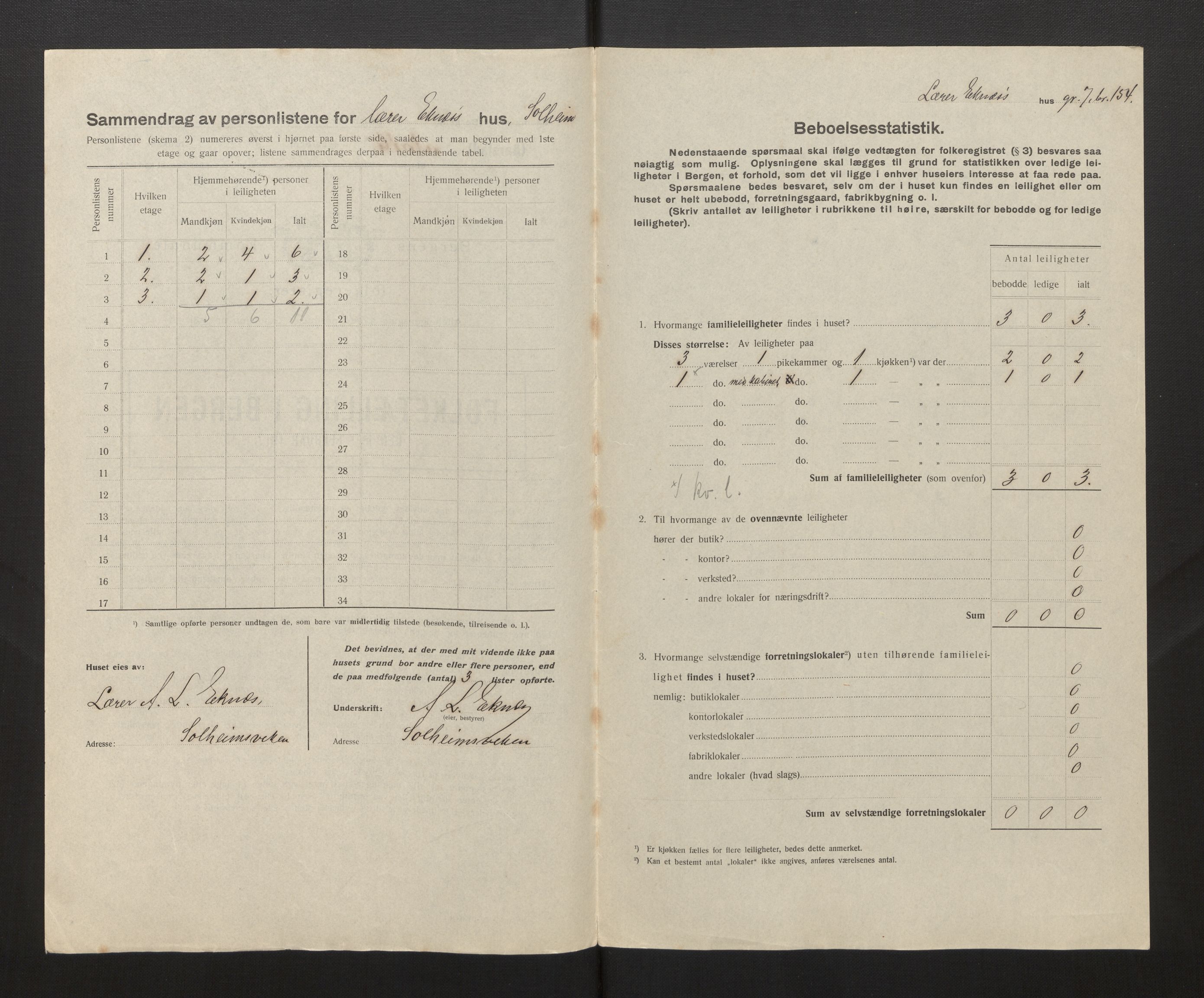 SAB, Municipal Census 1917 for Bergen, 1917, p. 49329