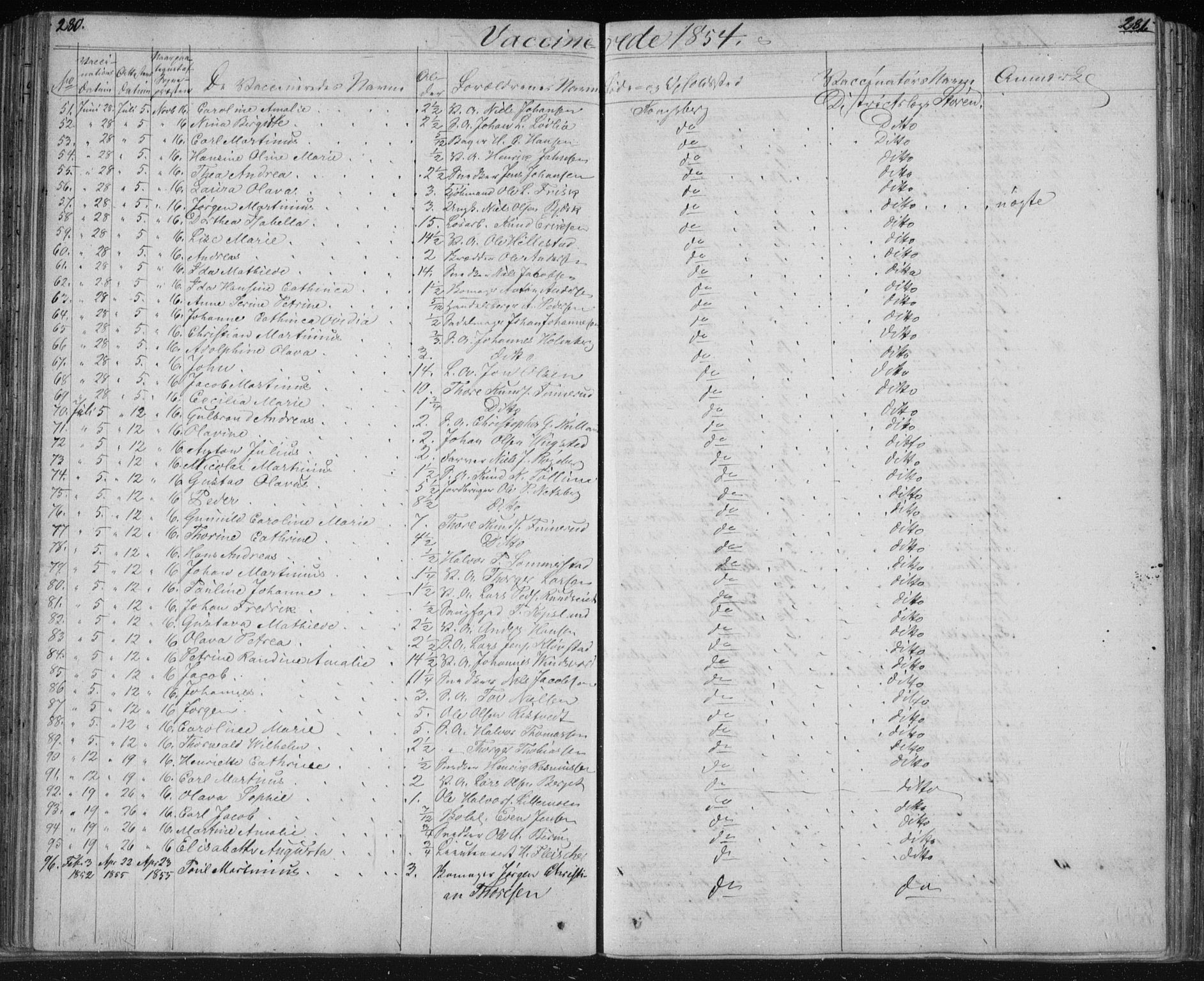 Kongsberg kirkebøker, AV/SAKO-A-22/F/Fa/L0009: Parish register (official) no. I 9, 1839-1858, p. 280-281