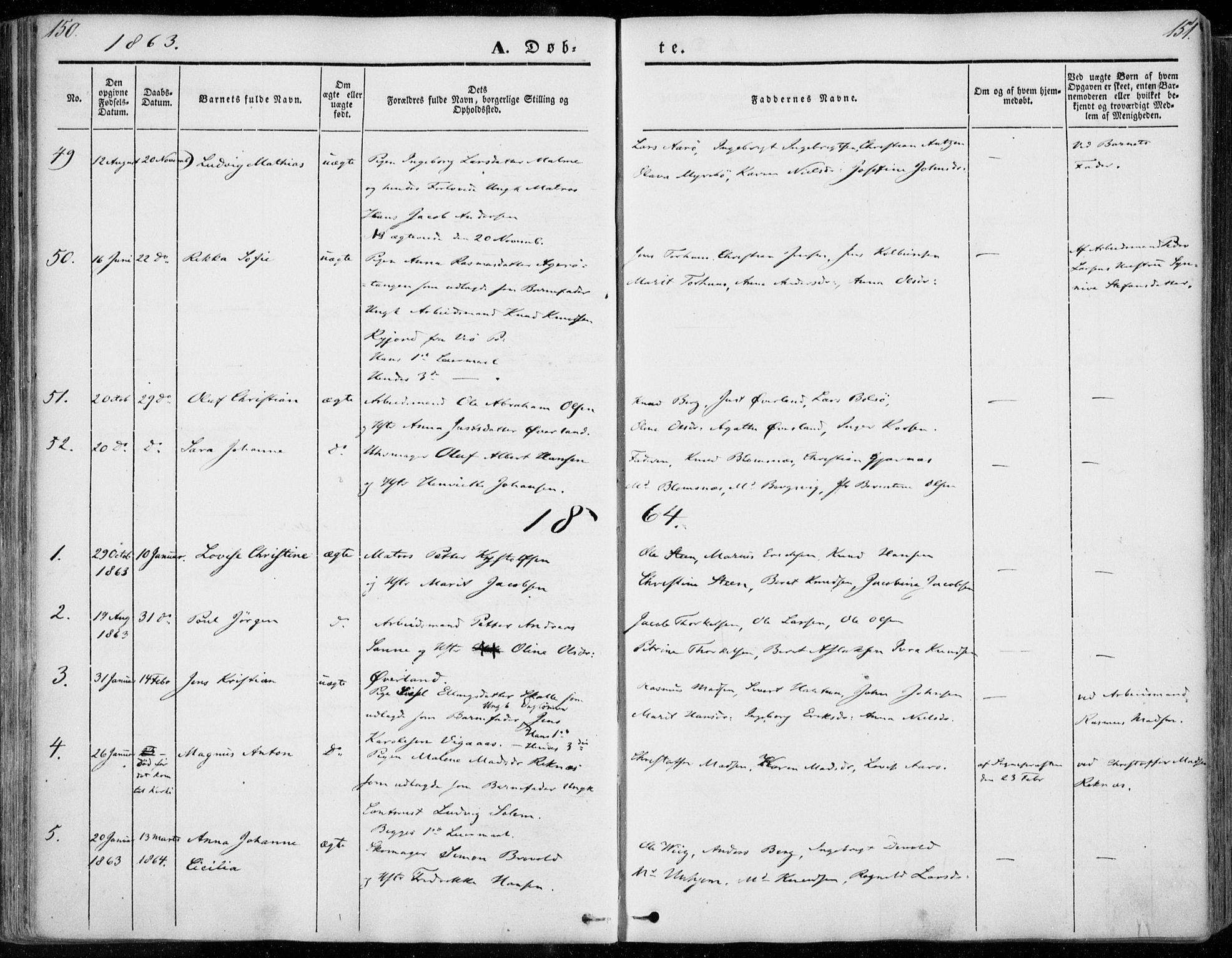 Ministerialprotokoller, klokkerbøker og fødselsregistre - Møre og Romsdal, SAT/A-1454/558/L0689: Parish register (official) no. 558A03, 1843-1872, p. 150-151