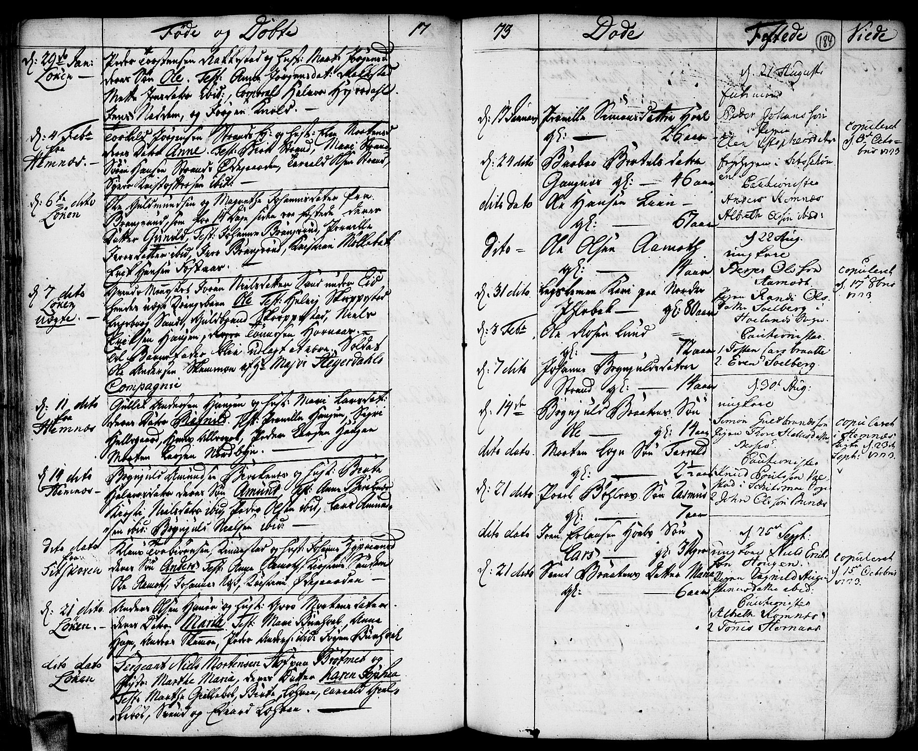 Høland prestekontor Kirkebøker, AV/SAO-A-10346a/F/Fa/L0004: Parish register (official) no. I 4, 1757-1780, p. 184