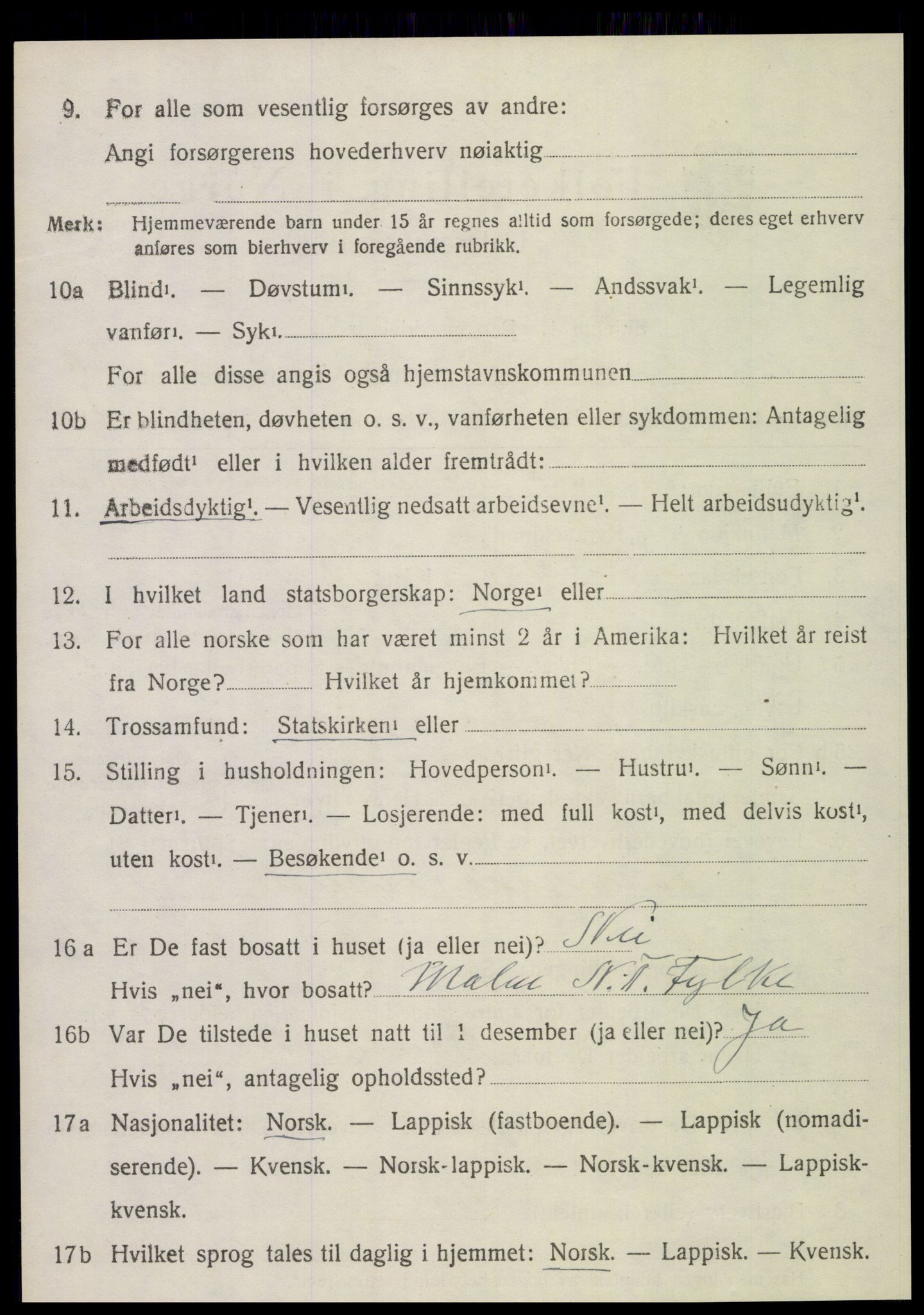 SAT, 1920 census for Sparbu, 1920, p. 4970