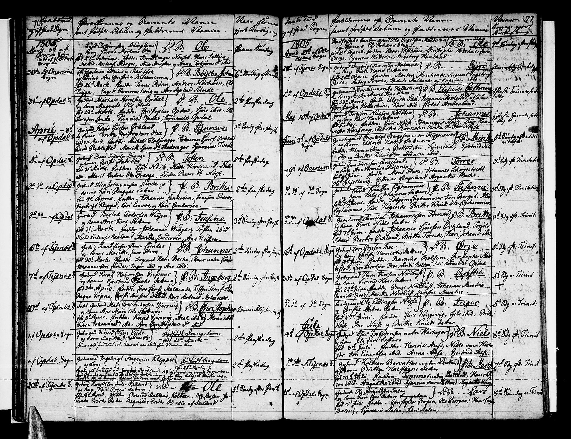 Tysnes sokneprestembete, AV/SAB-A-78601/H/Haa: Parish register (official) no. A 6, 1804-1816, p. 76-77