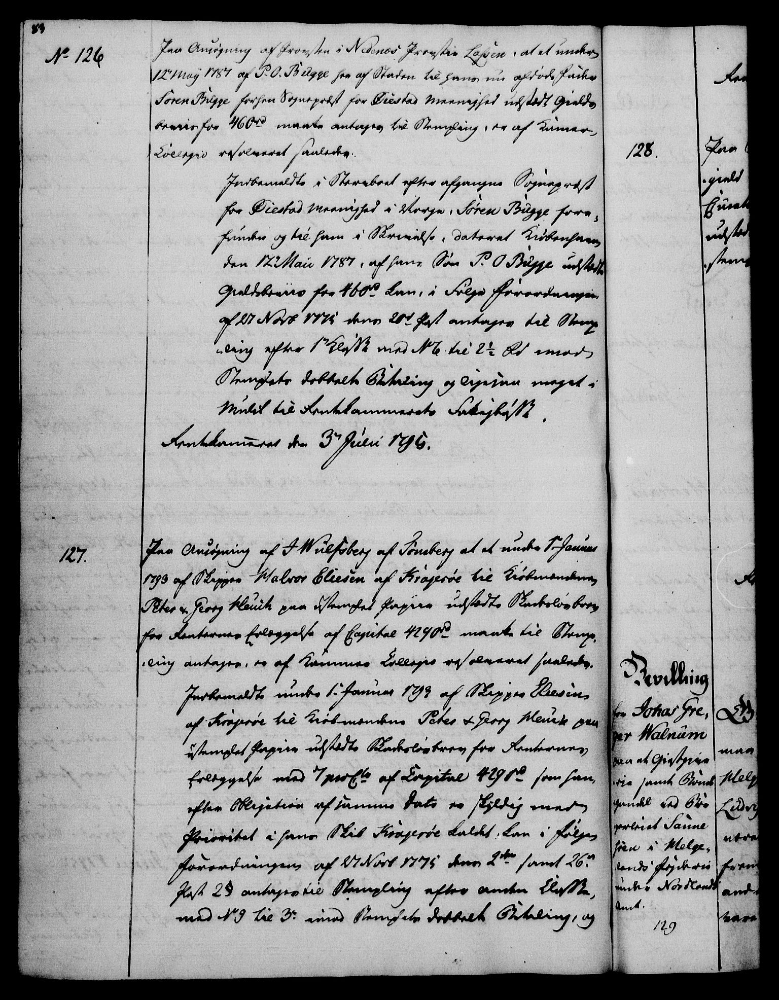 Rentekammeret, Kammerkanselliet, RA/EA-3111/G/Gg/Gga/L0016: Norsk ekspedisjonsprotokoll med register (merket RK 53.16), 1794-1800, p. 83