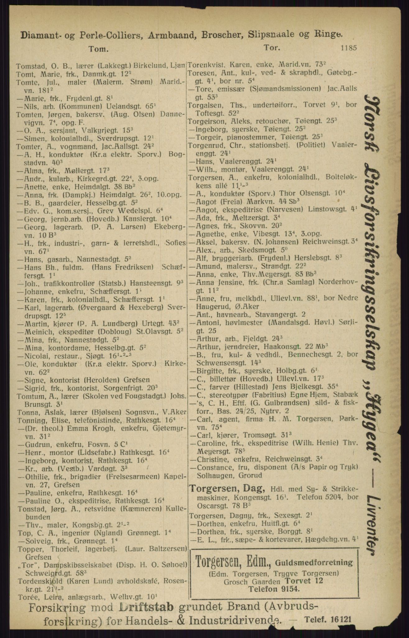 Kristiania/Oslo adressebok, PUBL/-, 1916, p. 1185