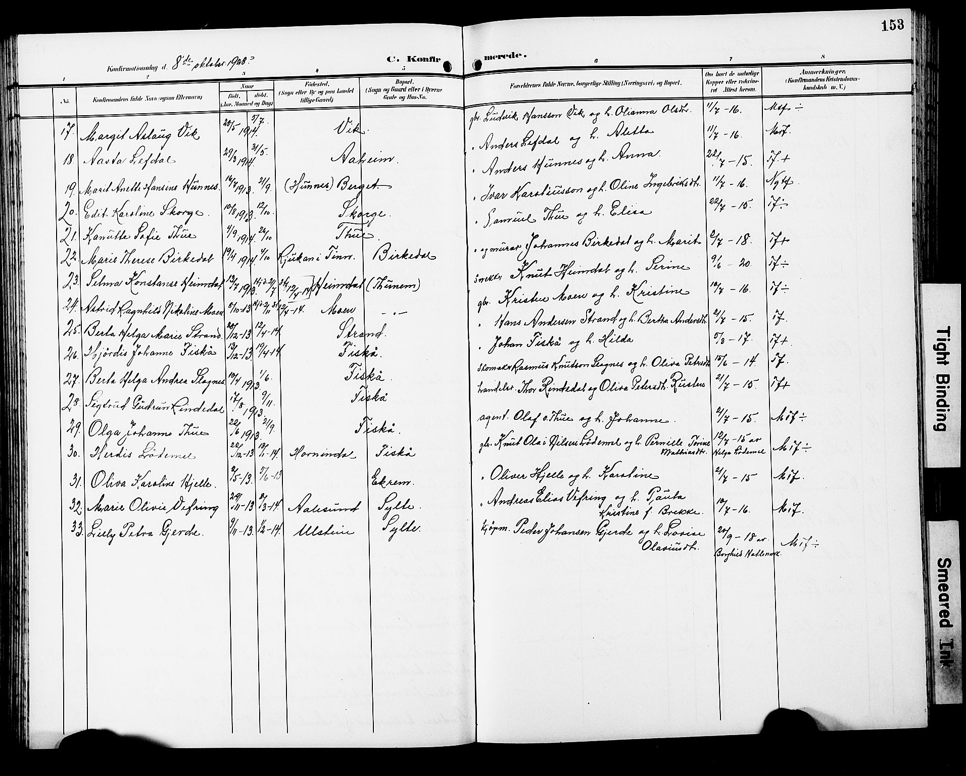 Ministerialprotokoller, klokkerbøker og fødselsregistre - Møre og Romsdal, SAT/A-1454/501/L0018: Parish register (copy) no. 501C04, 1902-1930, p. 153