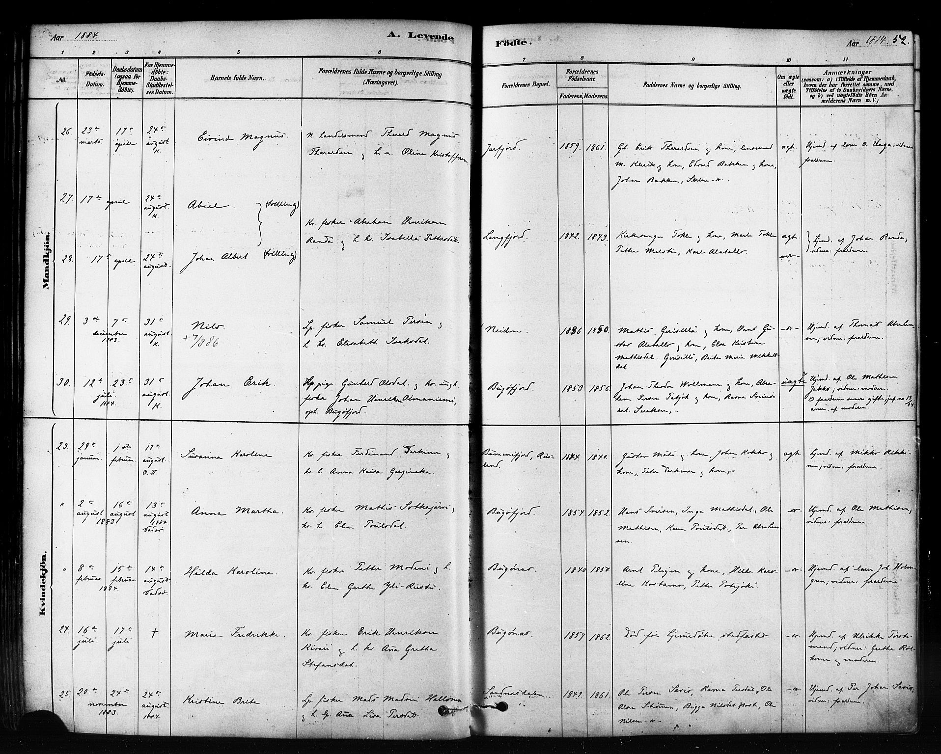 Sør-Varanger sokneprestkontor, SATØ/S-1331/H/Ha/L0003kirke: Parish register (official) no. 3, 1878-1891, p. 52