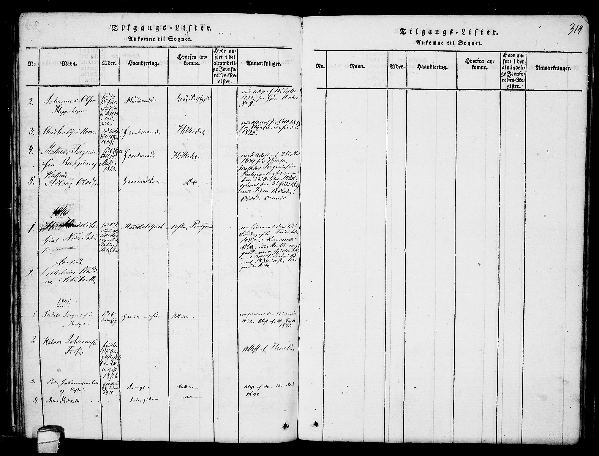 Hjartdal kirkebøker, SAKO/A-270/F/Fb/L0001: Parish register (official) no. II 1, 1815-1843, p. 314