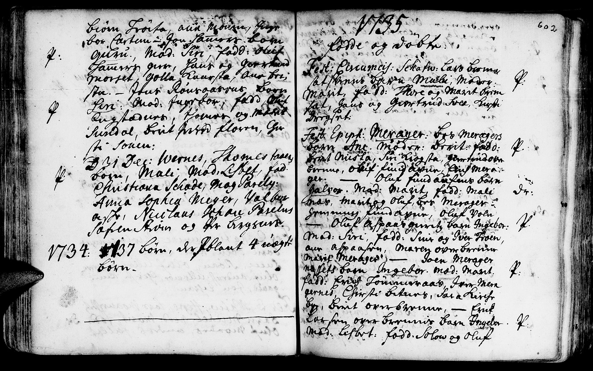 Ministerialprotokoller, klokkerbøker og fødselsregistre - Nord-Trøndelag, SAT/A-1458/709/L0055: Parish register (official) no. 709A03, 1730-1739, p. 601-602