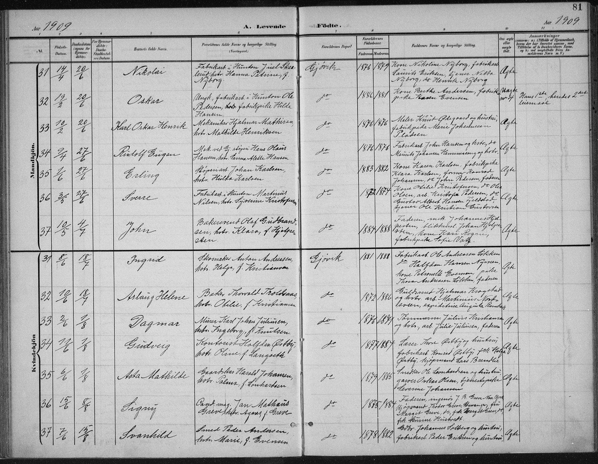 Vardal prestekontor, SAH/PREST-100/H/Ha/Haa/L0013: Parish register (official) no. 13, 1901-1911, p. 81