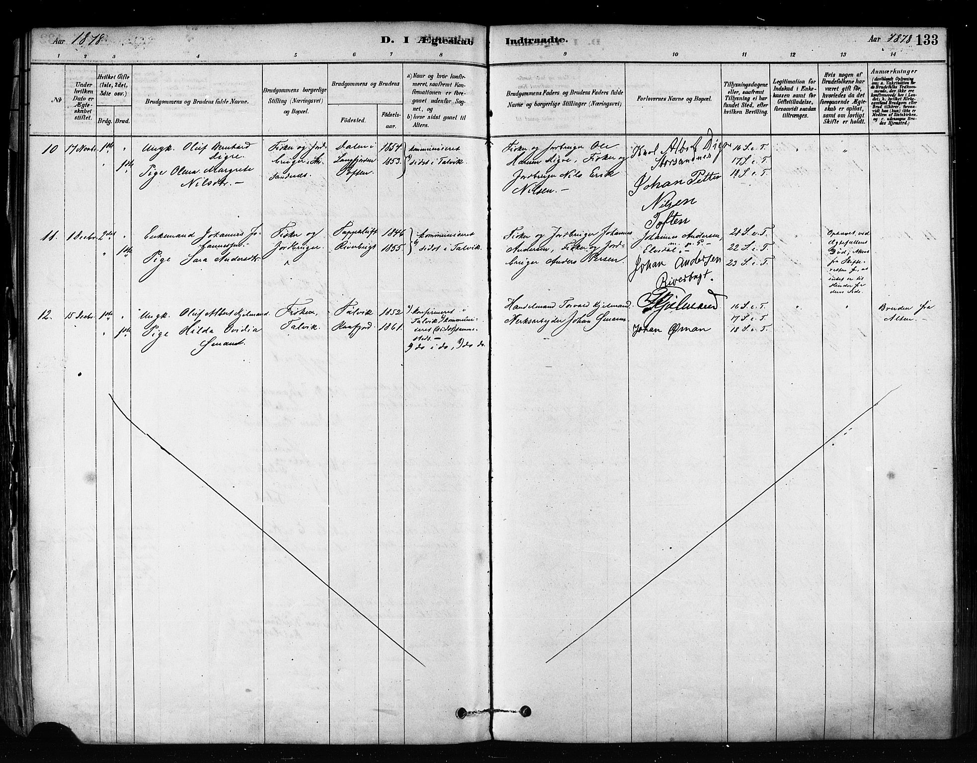 Talvik sokneprestkontor, SATØ/S-1337/H/Ha/L0012kirke: Parish register (official) no. 12, 1878-1886, p. 133