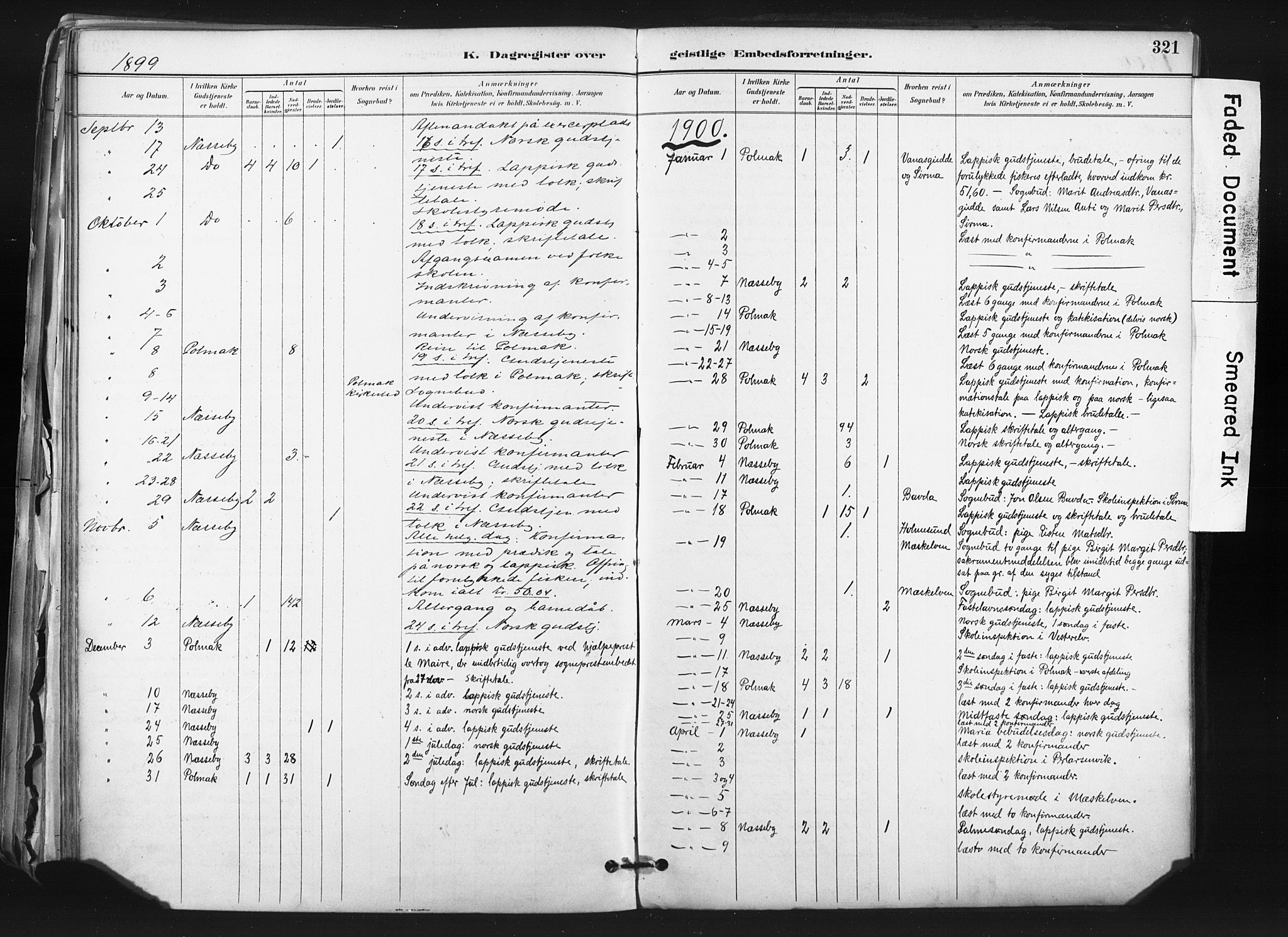 Nesseby sokneprestkontor, AV/SATØ-S-1330/H/Ha/L0006kirke: Parish register (official) no. 6, 1885-1985, p. 321