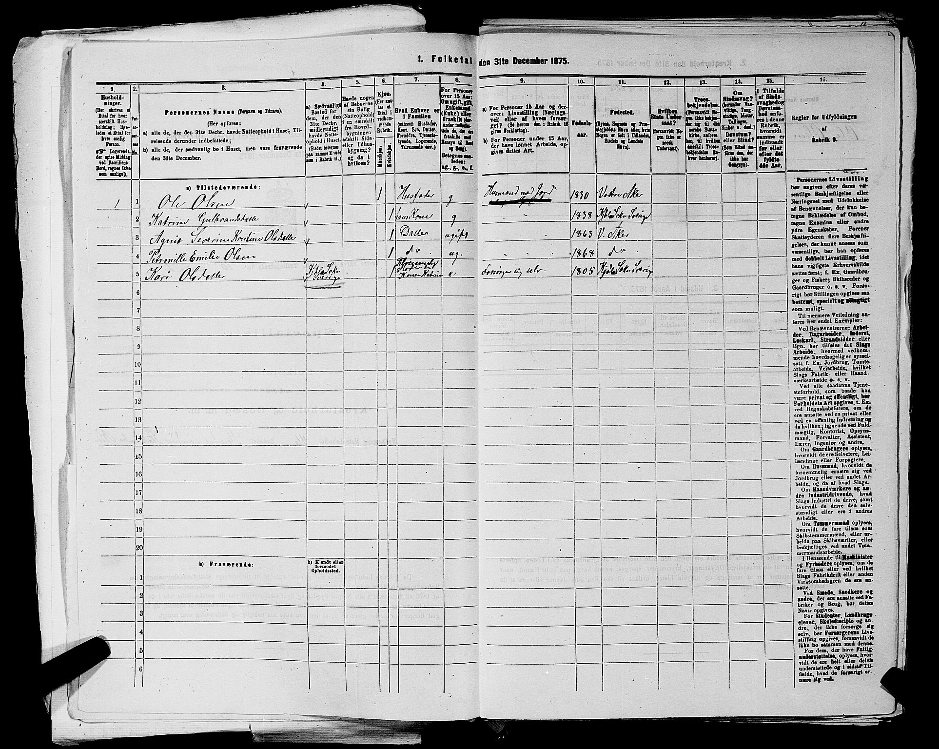 RA, 1875 census for 0218aP Vestre Aker, 1875, p. 1725