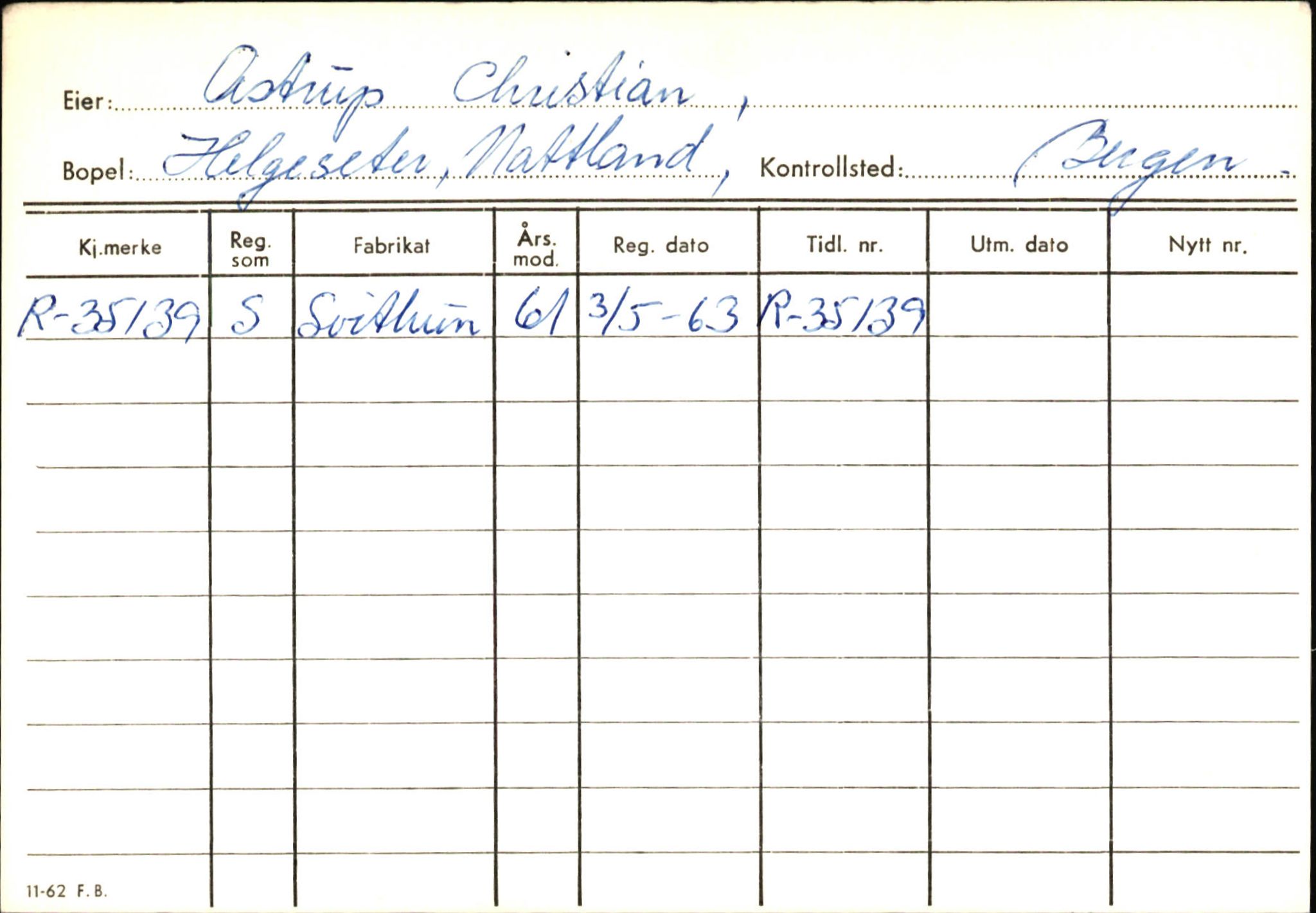 Statens vegvesen, Hordaland vegkontor, AV/SAB-A-5201/2/Ha/L0002: R-eierkort A, 1920-1971, p. 1247