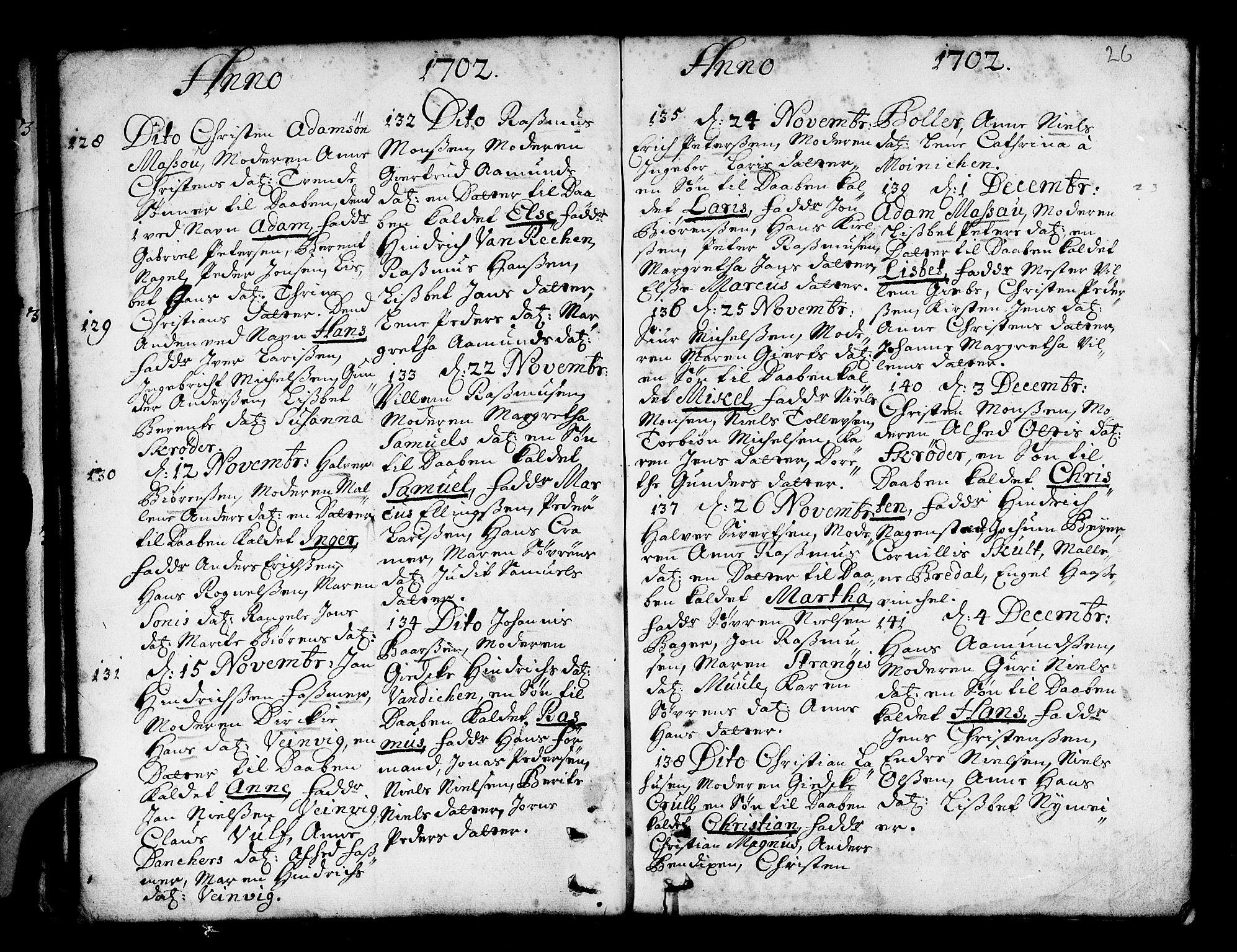 Nykirken Sokneprestembete, SAB/A-77101/H/Haa/L0002: Parish register (official) no. A 2, 1700-1723, p. 26