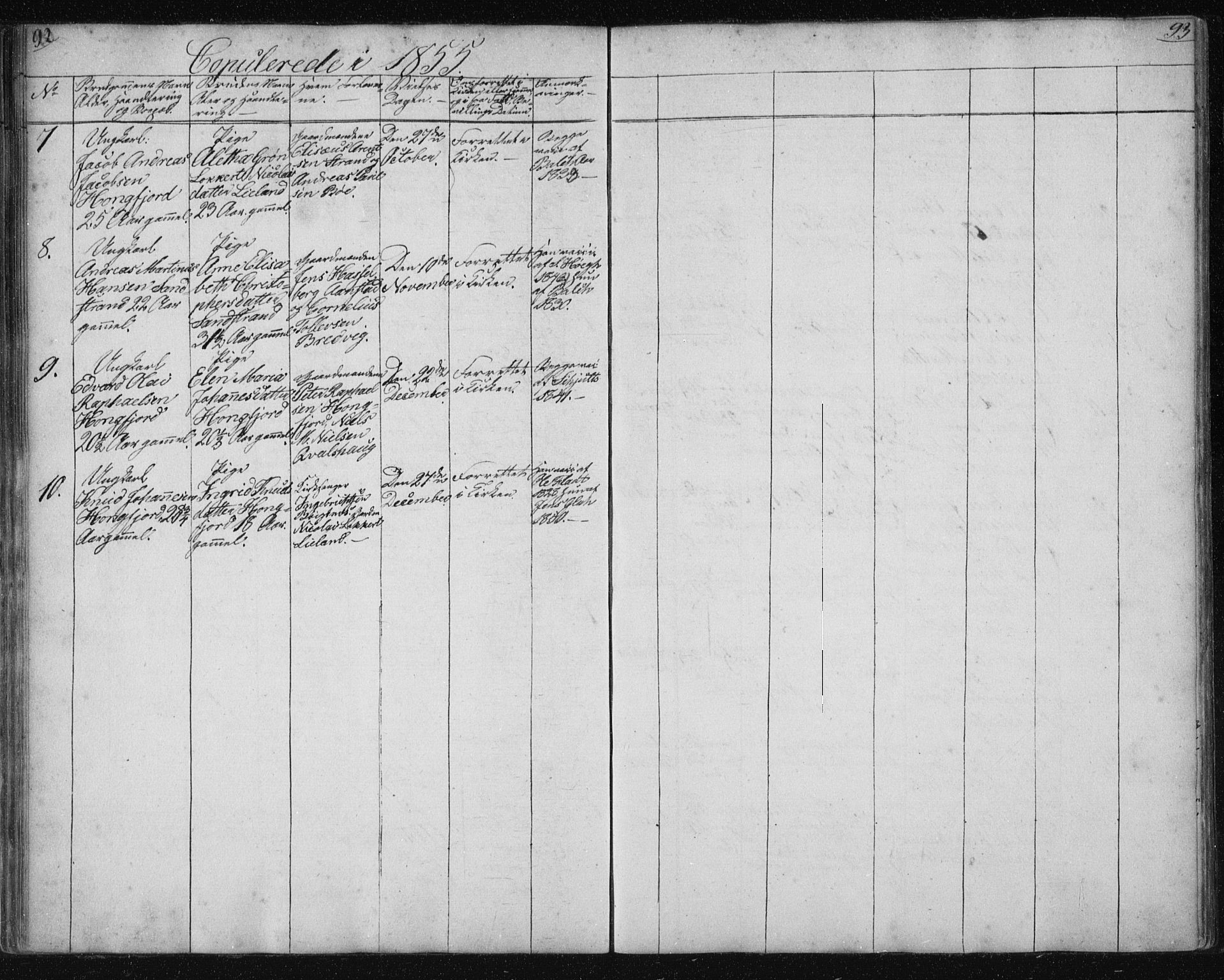 Ministerialprotokoller, klokkerbøker og fødselsregistre - Nordland, SAT/A-1459/895/L1379: Parish register (copy) no. 895C01, 1842-1858, p. 92-93