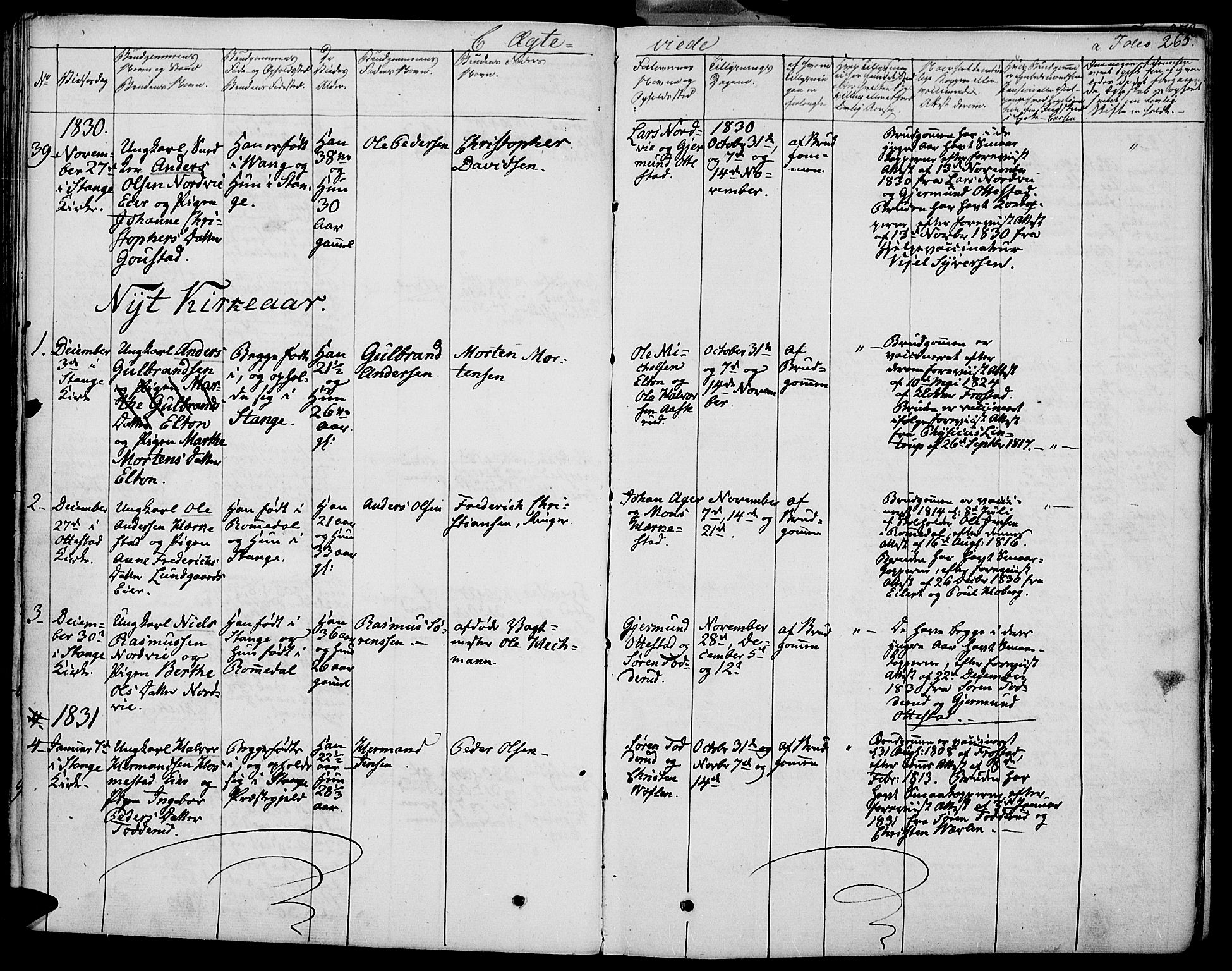 Stange prestekontor, SAH/PREST-002/K/L0009: Parish register (official) no. 9, 1826-1835, p. 265