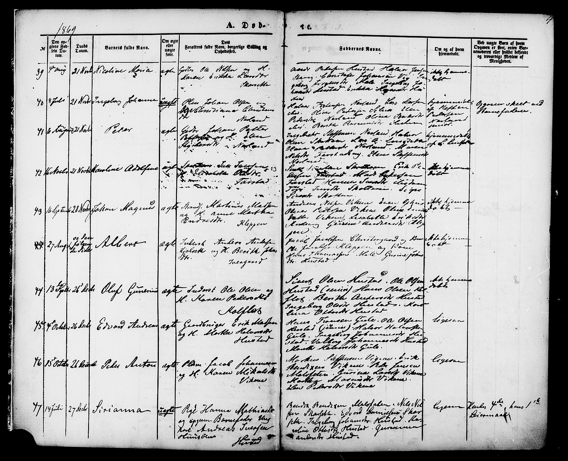 Ministerialprotokoller, klokkerbøker og fødselsregistre - Møre og Romsdal, AV/SAT-A-1454/566/L0768: Parish register (official) no. 566A07, 1869-1881, p. 4