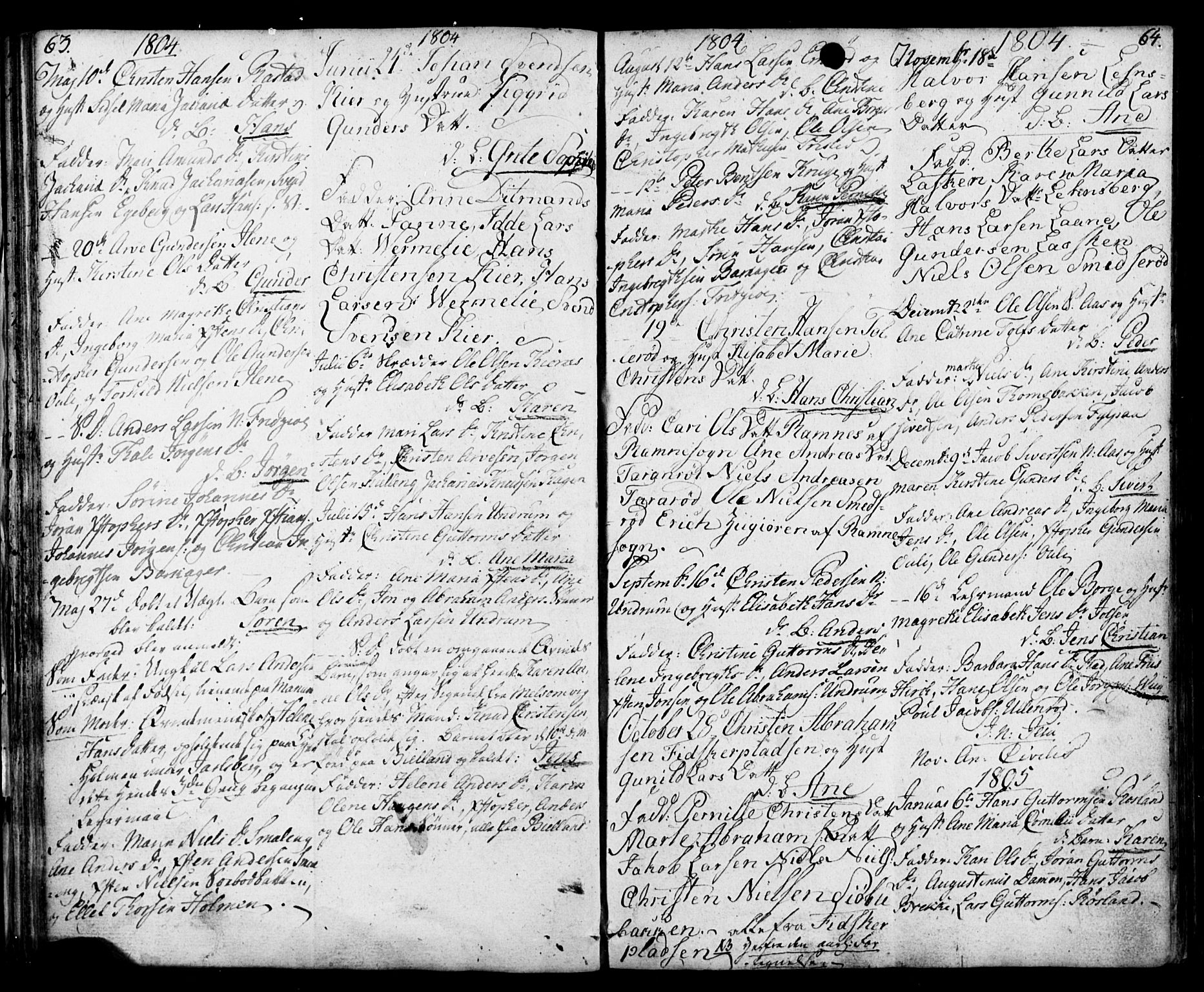 Sem kirkebøker, SAKO/A-5/F/Fa/L0003: Parish register (official) no. I 3, 1799-1814, p. 63-64