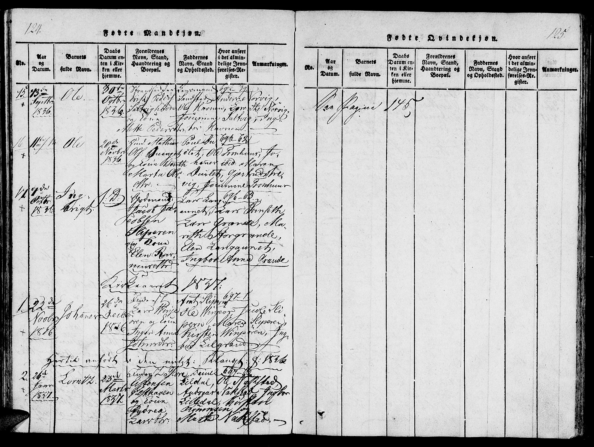 Ministerialprotokoller, klokkerbøker og fødselsregistre - Nord-Trøndelag, SAT/A-1458/733/L0322: Parish register (official) no. 733A01, 1817-1842, p. 124-125