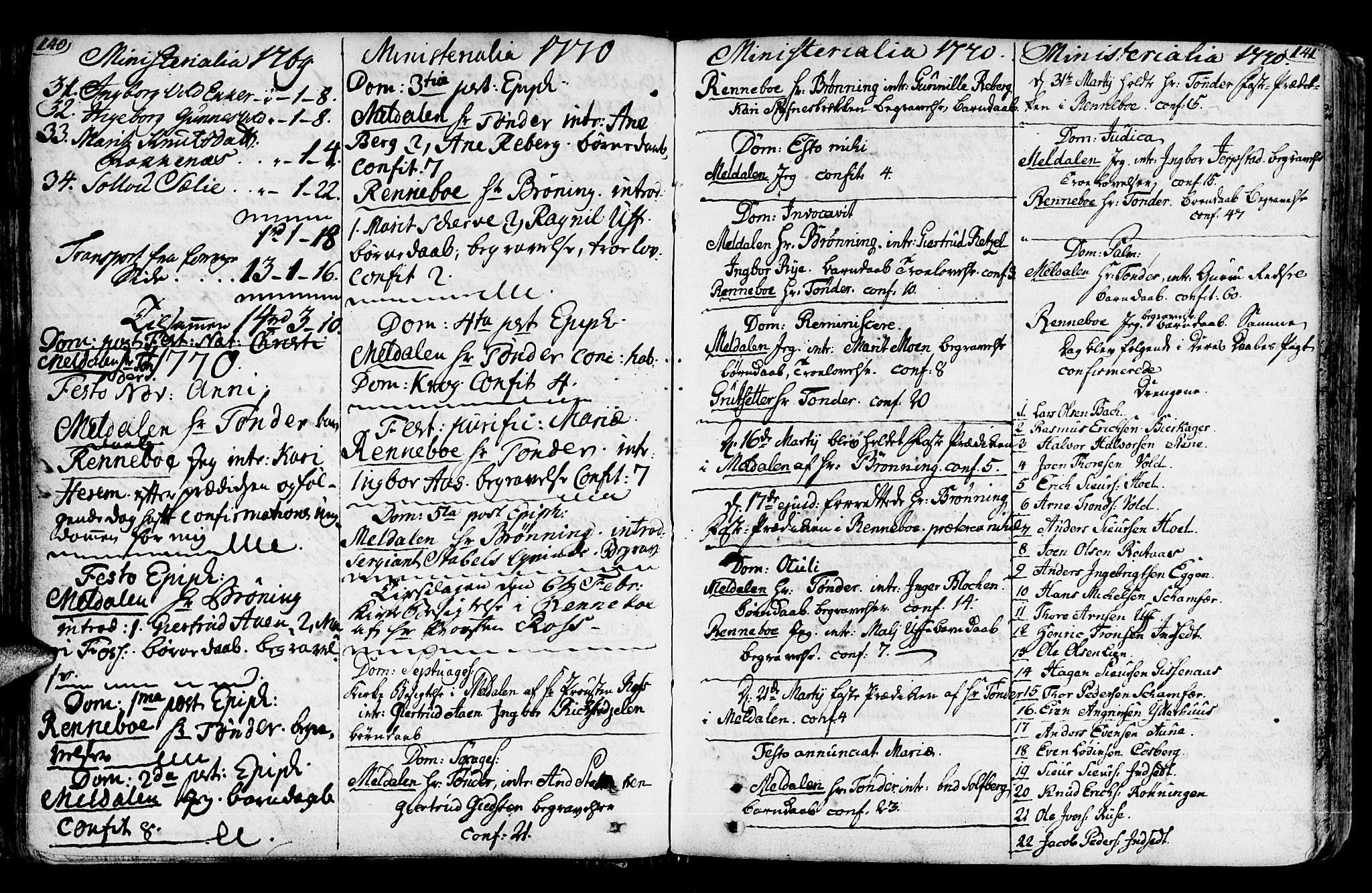 Ministerialprotokoller, klokkerbøker og fødselsregistre - Sør-Trøndelag, AV/SAT-A-1456/672/L0851: Parish register (official) no. 672A04, 1751-1775, p. 140-141