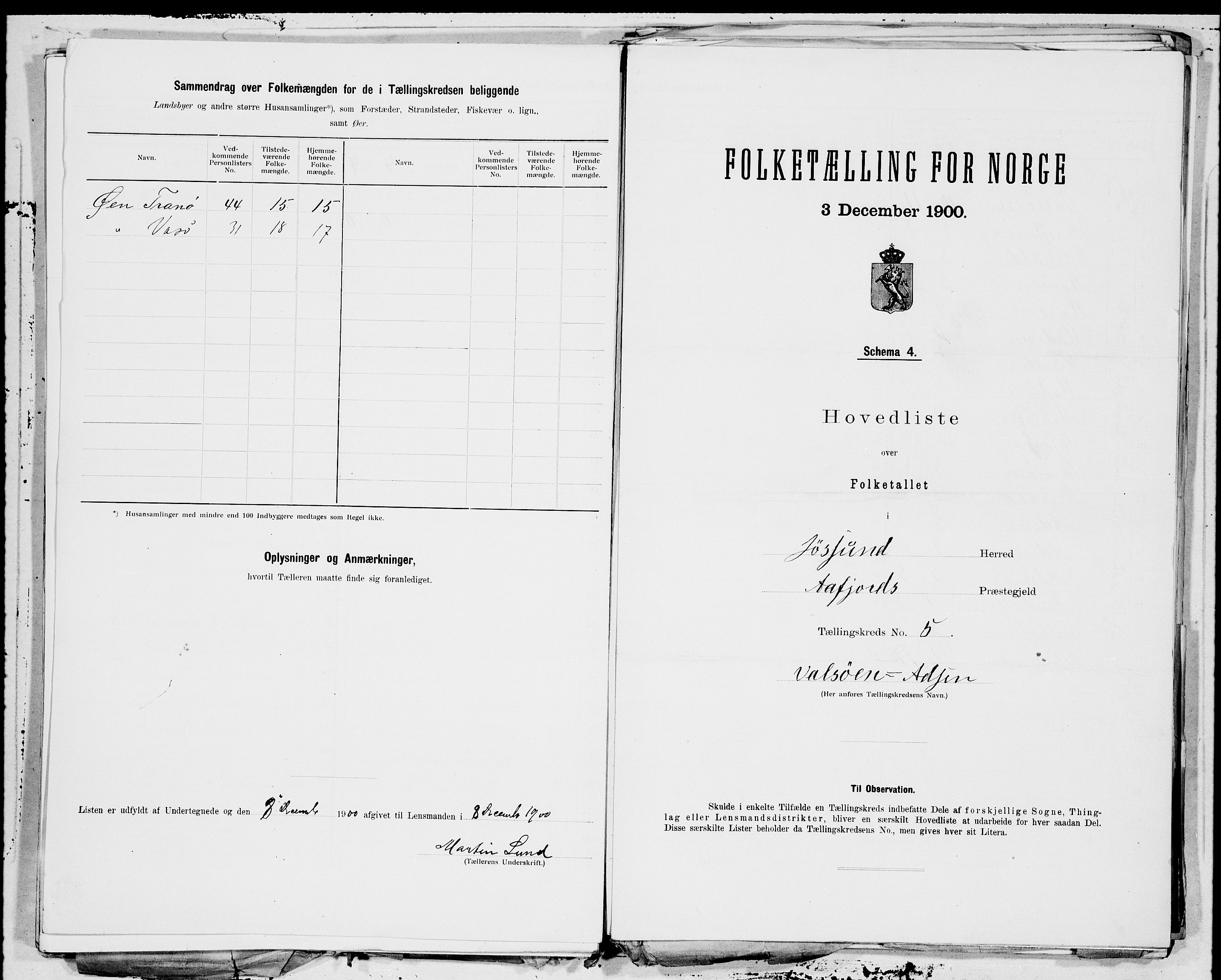 SAT, 1900 census for Jøssund, 1900, p. 10