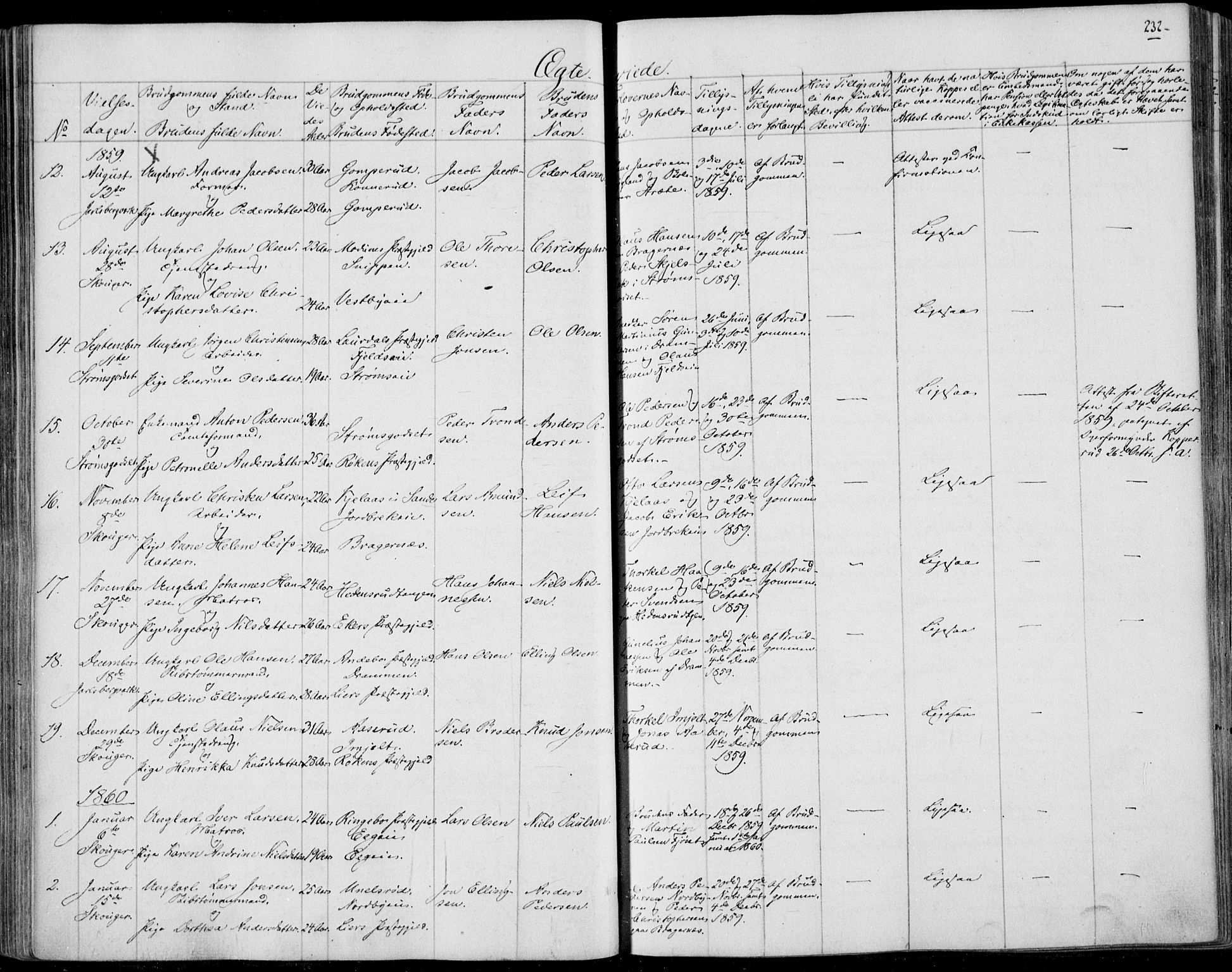 Skoger kirkebøker, SAKO/A-59/F/Fa/L0003: Parish register (official) no. I 3, 1842-1861, p. 232