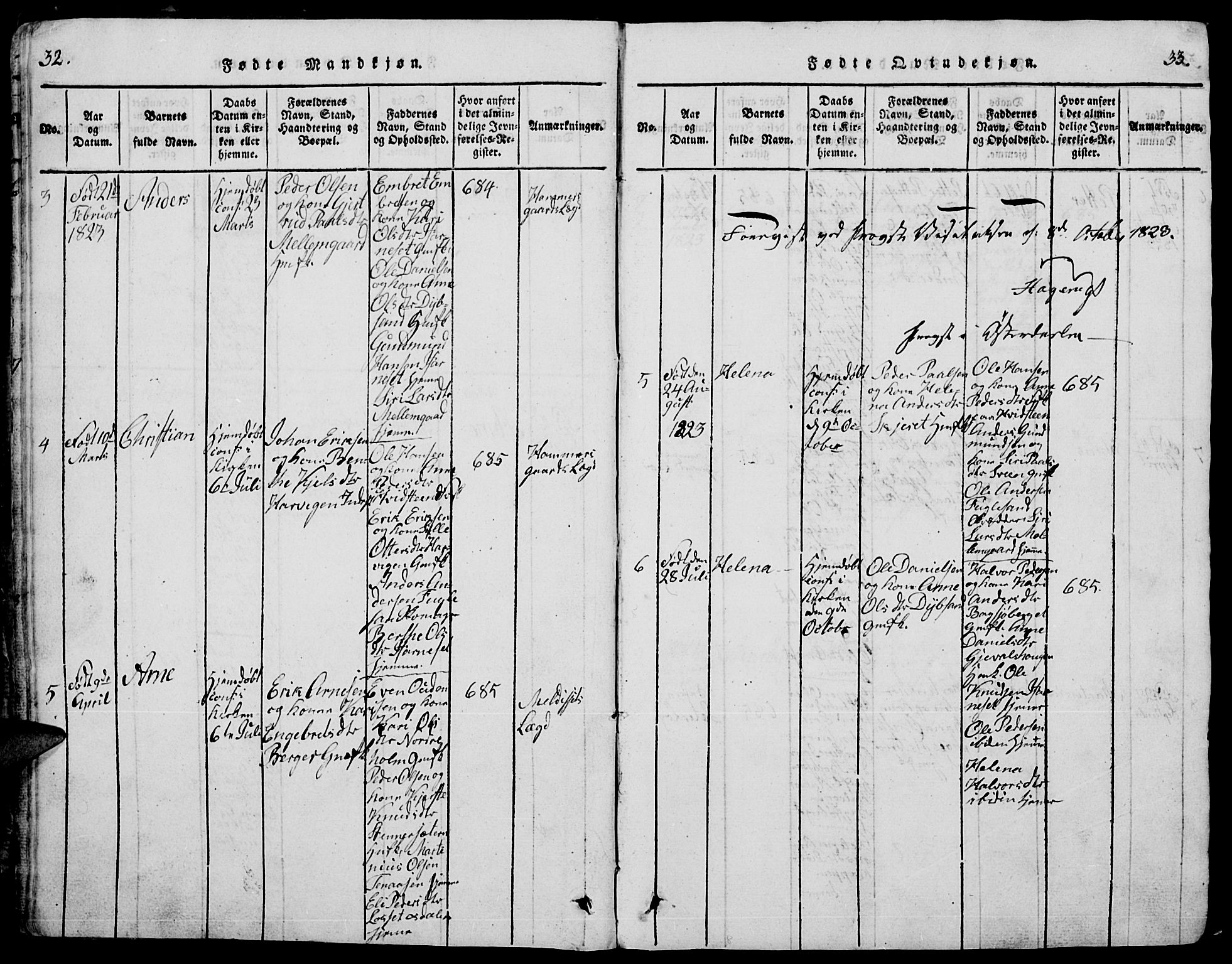 Trysil prestekontor, AV/SAH-PREST-046/H/Ha/Hab/L0005: Parish register (copy) no. 5, 1814-1877, p. 32-33